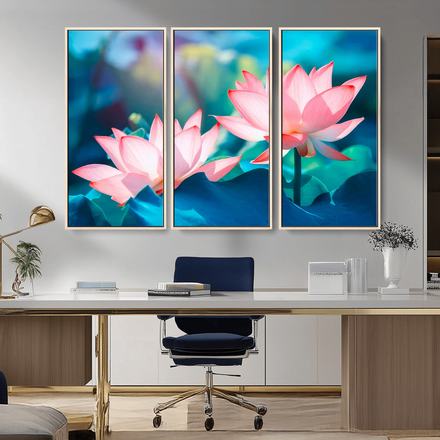 32559-MGV-CV-36X24-Lotus Flower Wall Art – Pink Water Lily Canvas Print, Tranquil Nature Decor for Living Room, Bedroom or Meditation Space