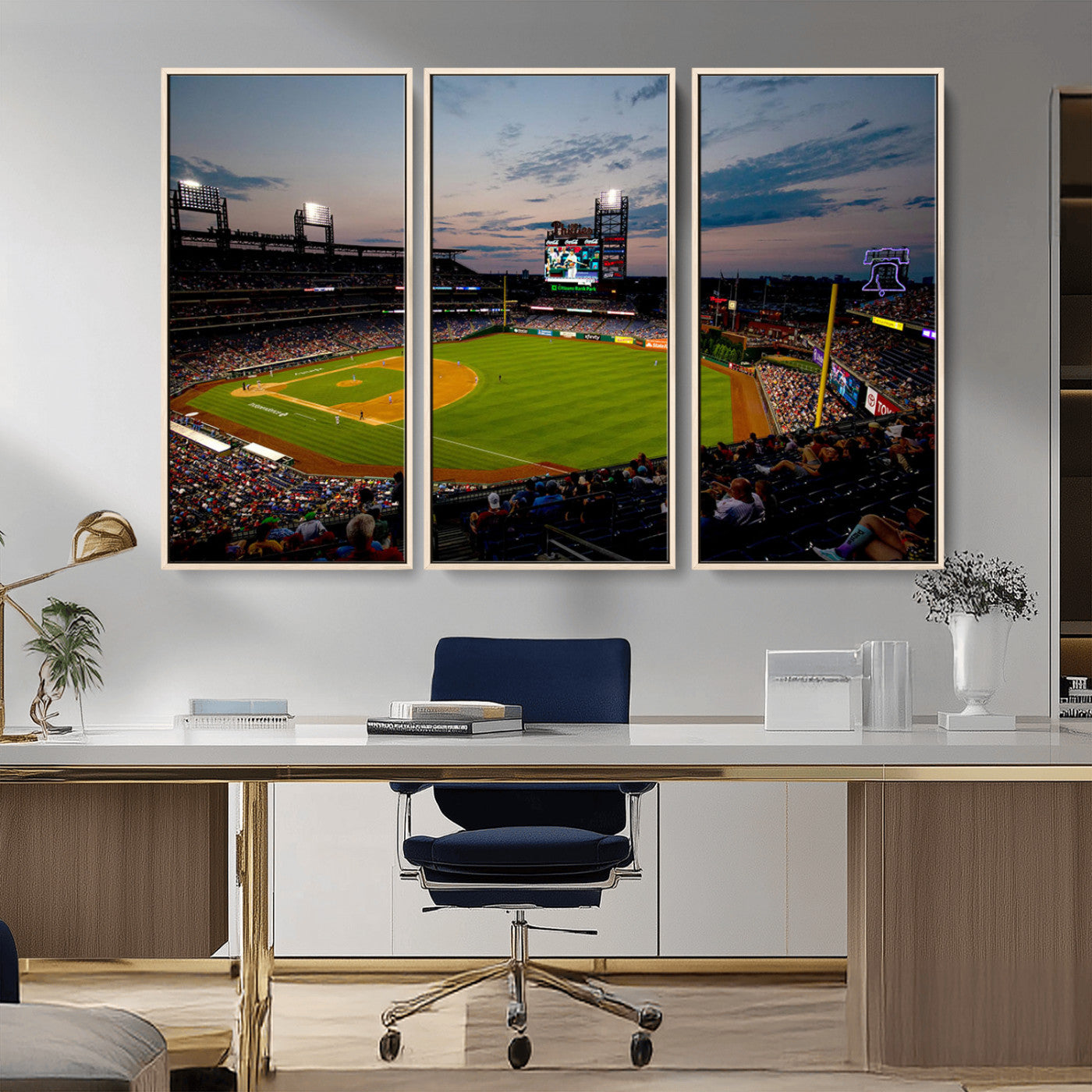 17415-MGV-CV-36X24-Philadelphia Phillies Stadium Wall Art Canvas Print, Framed Citizens Bank Park Art Picture Print, Phillies Stadium Field Perfect
