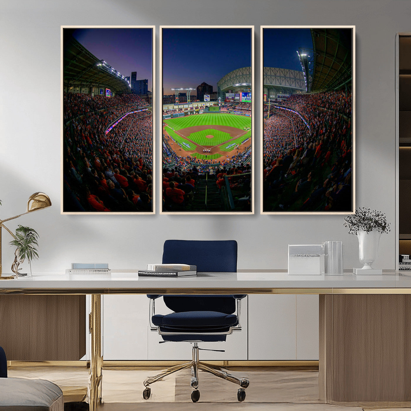 44322-MGV-CV-36X24-Minute Maid Park Wall Art Canvas Print, Framed Houston Astros Stadium Art Picture Print, Houston Astros Field Perfect Sports Room
