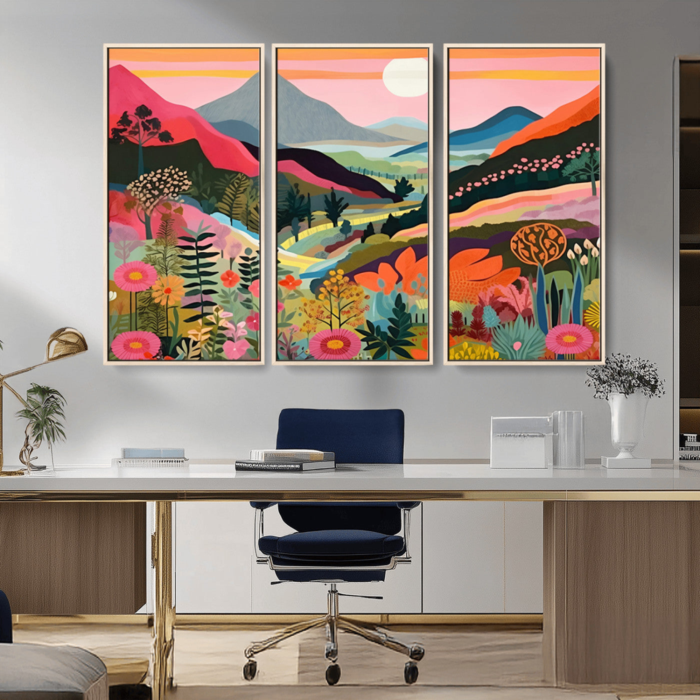 61376-MGV-CV-36X24-Floral Valley Wall Art – Panoramic Mountain Landscape Canvas Print, Vibrant Nature Decor for Living Room, Office, or Bedroom