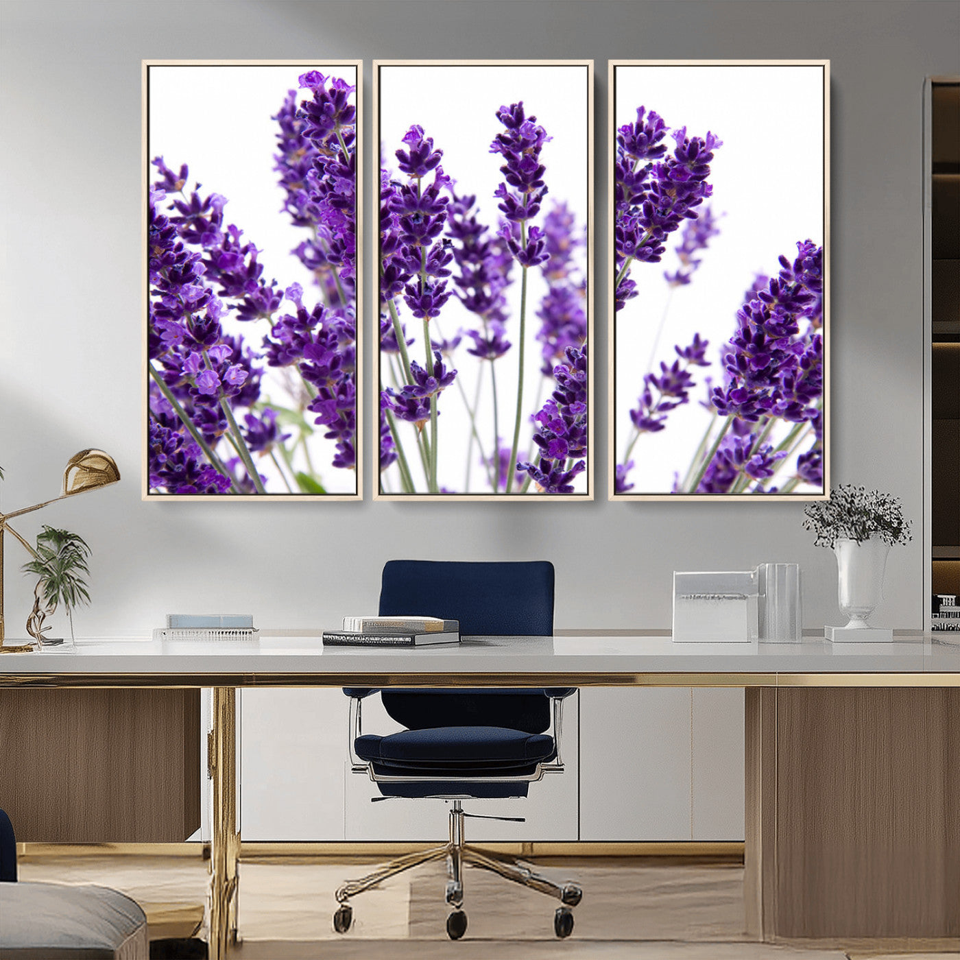 84456-MGV-CV-36X24-Lavender Wall Art – Botanical Canvas Print Featuring Purple Floral Stems, Fresh Nature Inspired Artwork for Living Room, Bedroom,