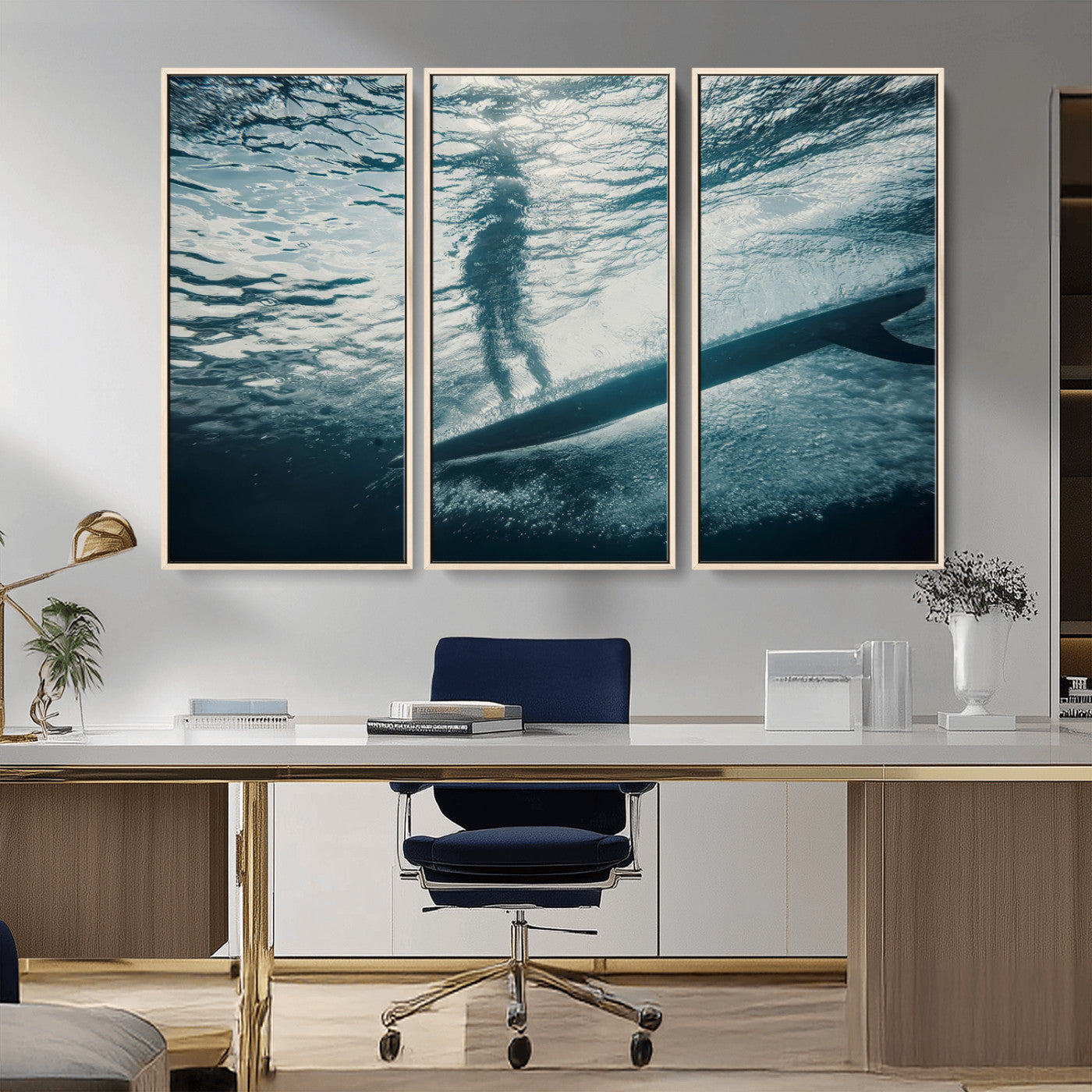 71192524-MGV-CV-36X24-Submerged Surf Wall Art Canvas Print, Framed Underwater Perspective Art Picture Print, Ocean Surf Perfect Coastal Adventure Decor