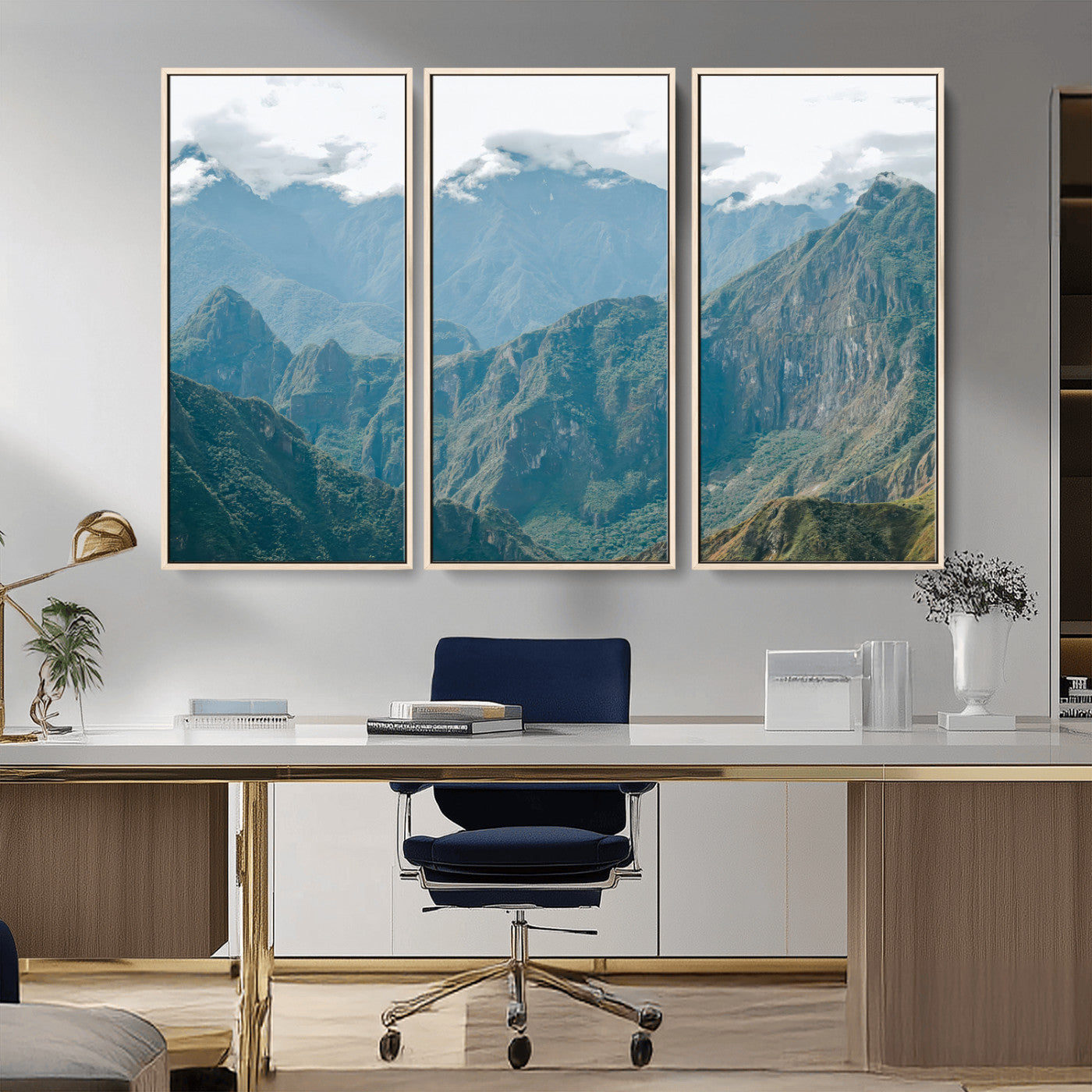 79393816-MGV-CV-36X24-Misty Mountain Wall Art Canvas Print, Framed Cloudy Andean Art Picture Print, Rugged Mountain Perfect Rustic Nature Decor Artwork