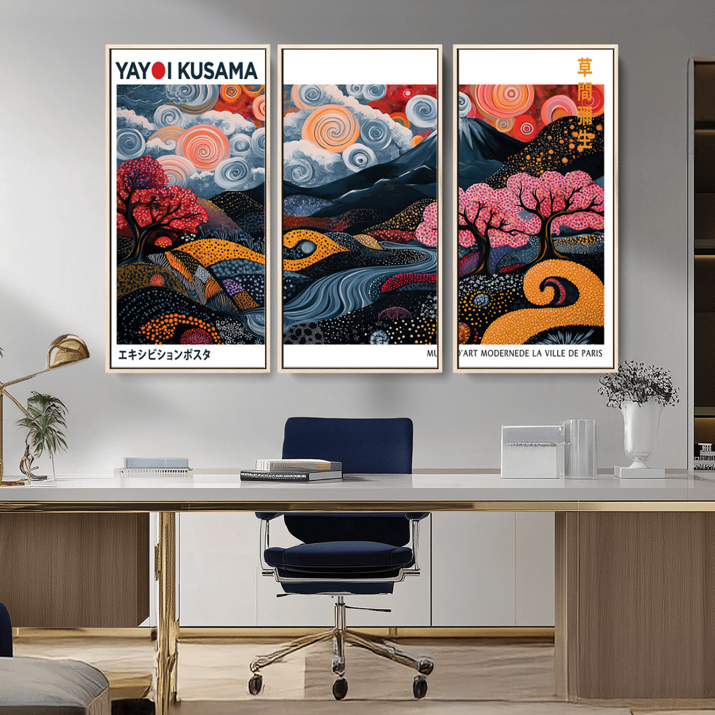 43879290-MGV-CV-36X24-Japanese Abstract Wall Art – Mount Fuji Cherry Blossom Canvas Print, Modern Asian Inspired Landscape Decor for Living Room,