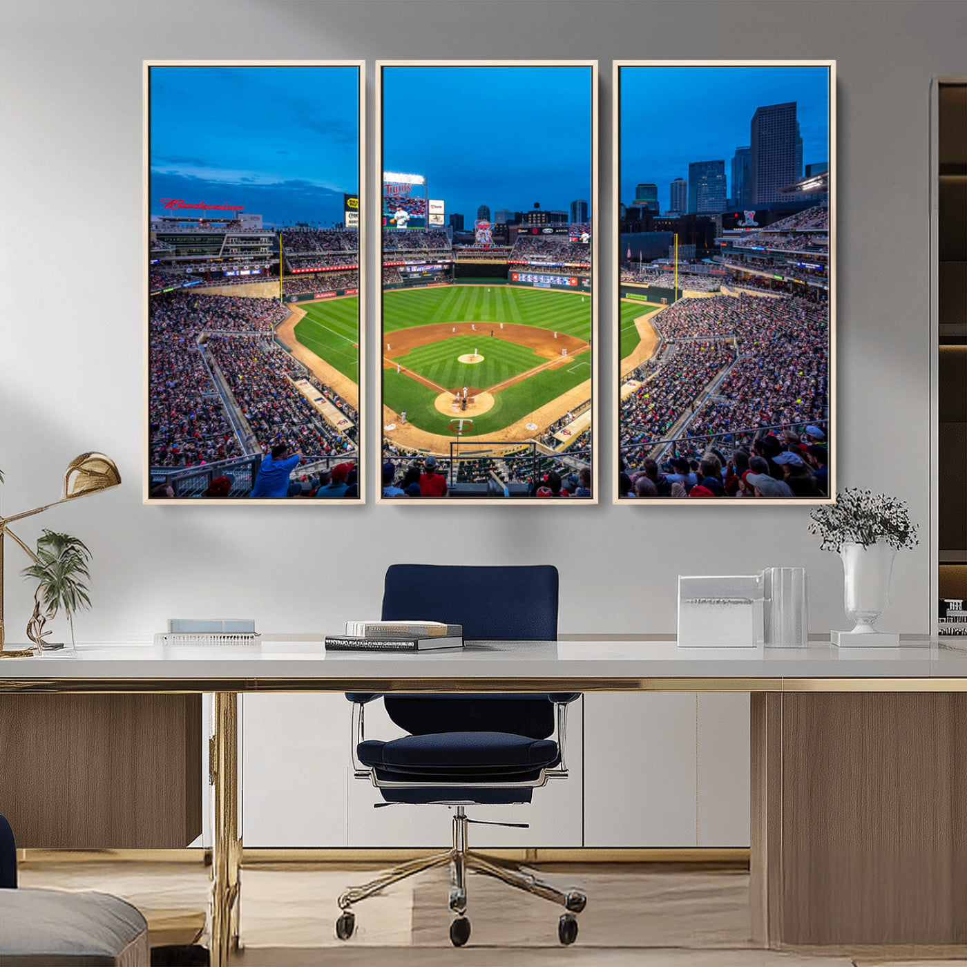 77273035-MGV-CV-36X24-Baseball Stadium Wall Art – Panoramic Evening Game Canvas Print, Sports Fan Decor for Man Cave, Office, Bar, or Living Room