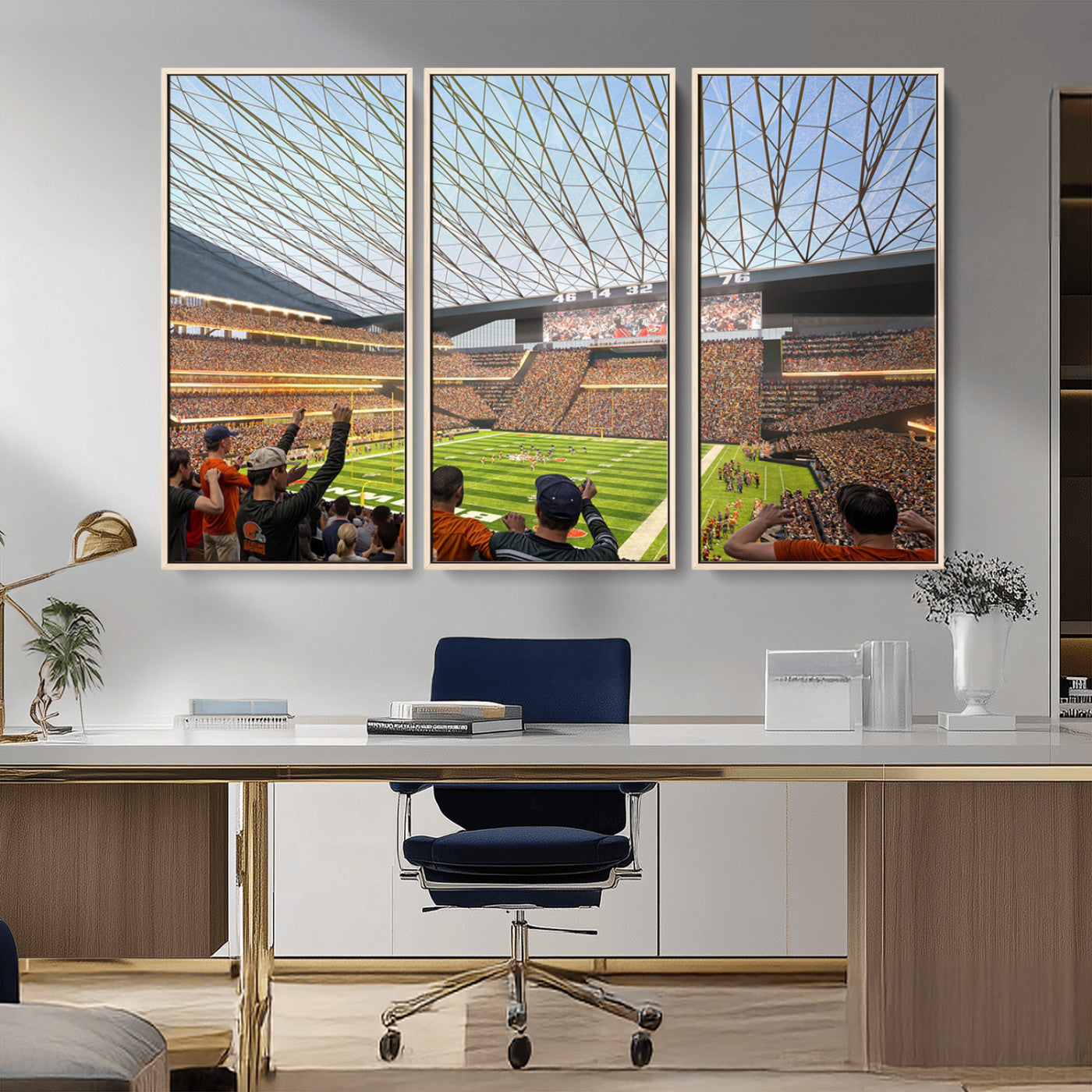 81960112-MGV-CV-36X24-Futuristic Football Stadium Wall Art – Modern Dome Arena Canvas Print, Chicago Bears Concept Design Sports Decor for Man Cave or