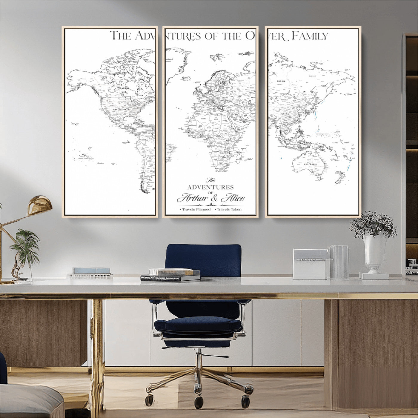 21029247-MGV-CV-36X24-Minimalist World Map Wall Art – Black and White Travel Adventure Print, Modern Family Travel Map Decor for Living Room, Bedroom,