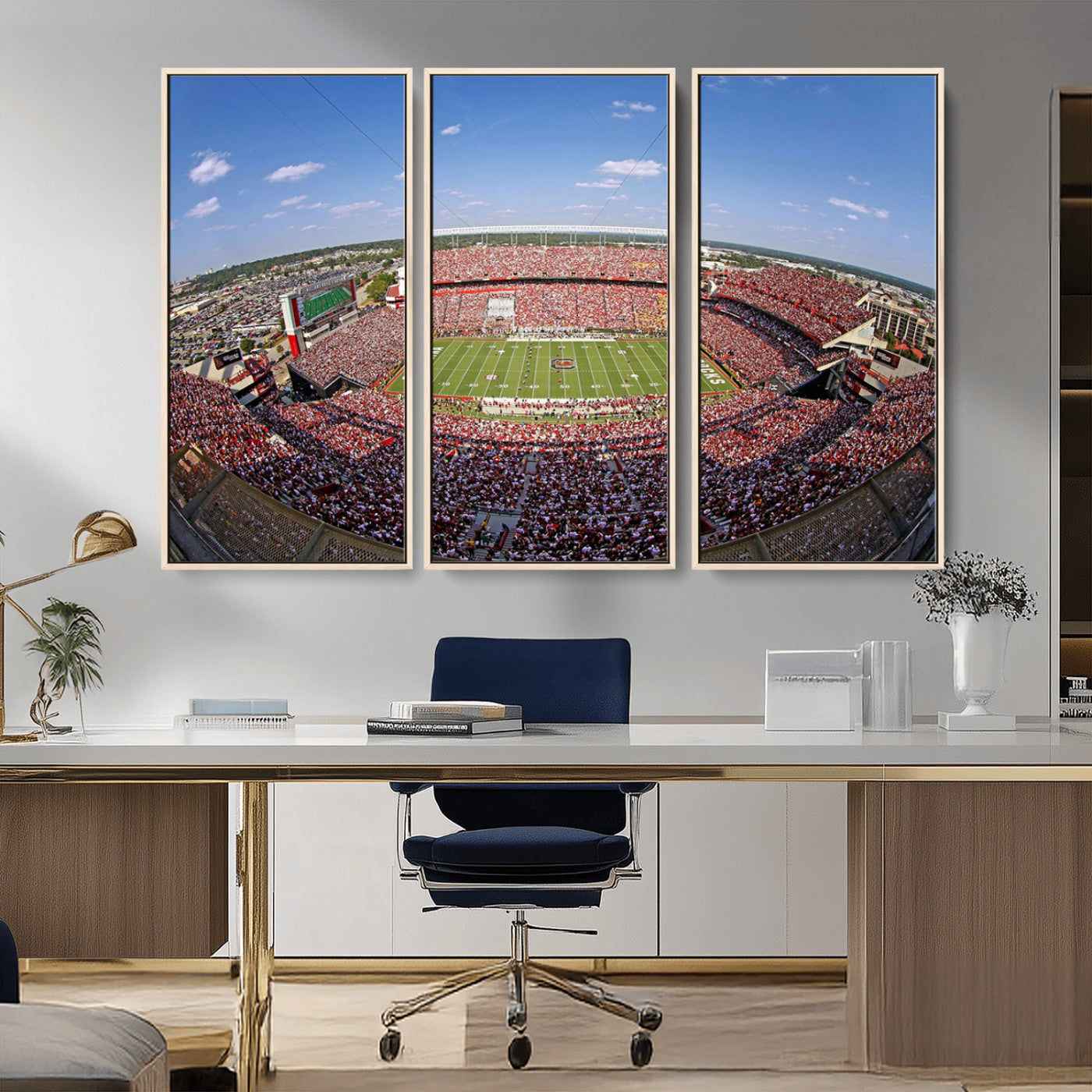 29492070-MGV-CV-36X24-Stadium Wall Art – Panoramic College Football Canvas Print, Game Day Crowd and Field Scene, Sports Photography Decor for Office,