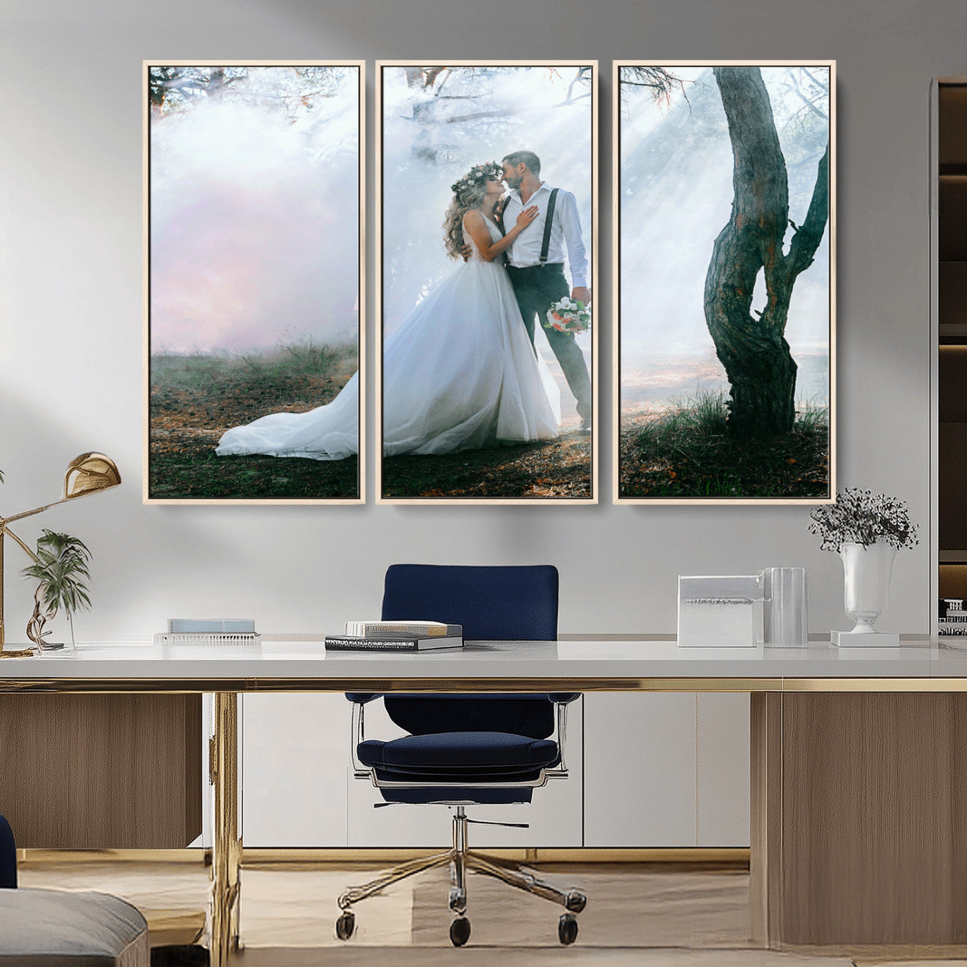 CSTM913-MGV-CV-36X24-Framed Wedding Canvas Print - Custom Wall Art Keepsake for Couples, Elegant Home Decoration Gift, Create Your Own Photo Canvas