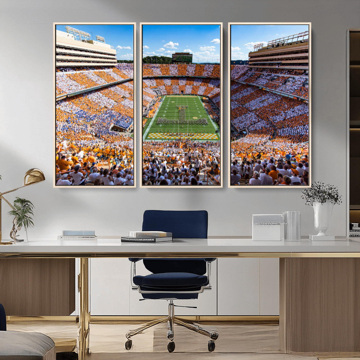 64238859-MGV-CV-36X24-Neyland Stadium Wall Art – Tennessee Volunteers Checkerboard Game Day Canvas Print, College Football Panorama Decor for Man Cave