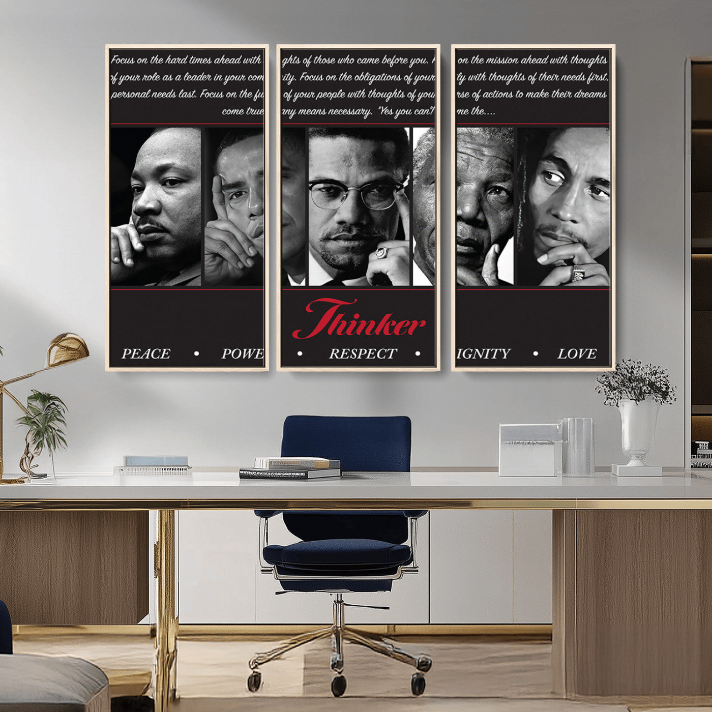 45112-MGV-CV-36X24-Black Icons Wall Art Canvas Print, Framed Thinker Art Picture Print, Motivational Quote Perfect Cultural Modern Decor Artwork