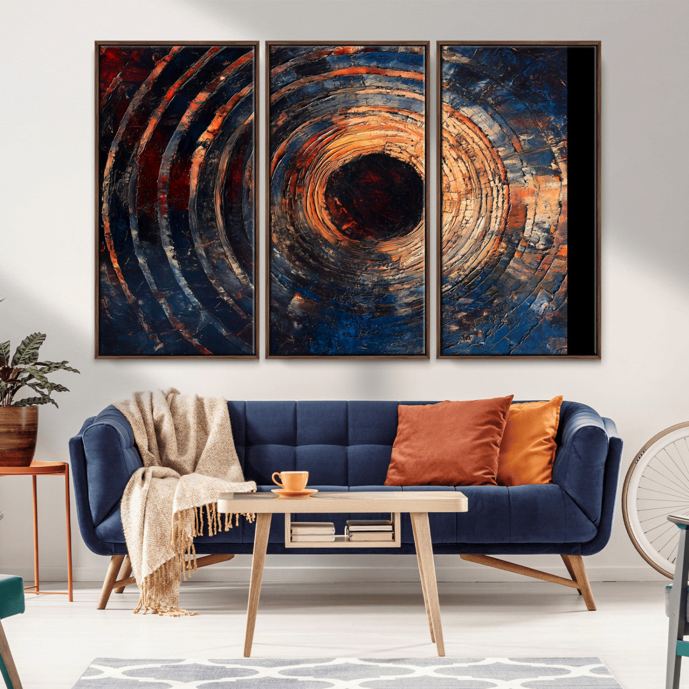 10017879-MGV-CV-36X24-Wood Tree Ring Wall Art Canvas Print, Framed Natural Wood Art Picture Print, Rustic Tree Slice Perfect Rustic Decor Artwork