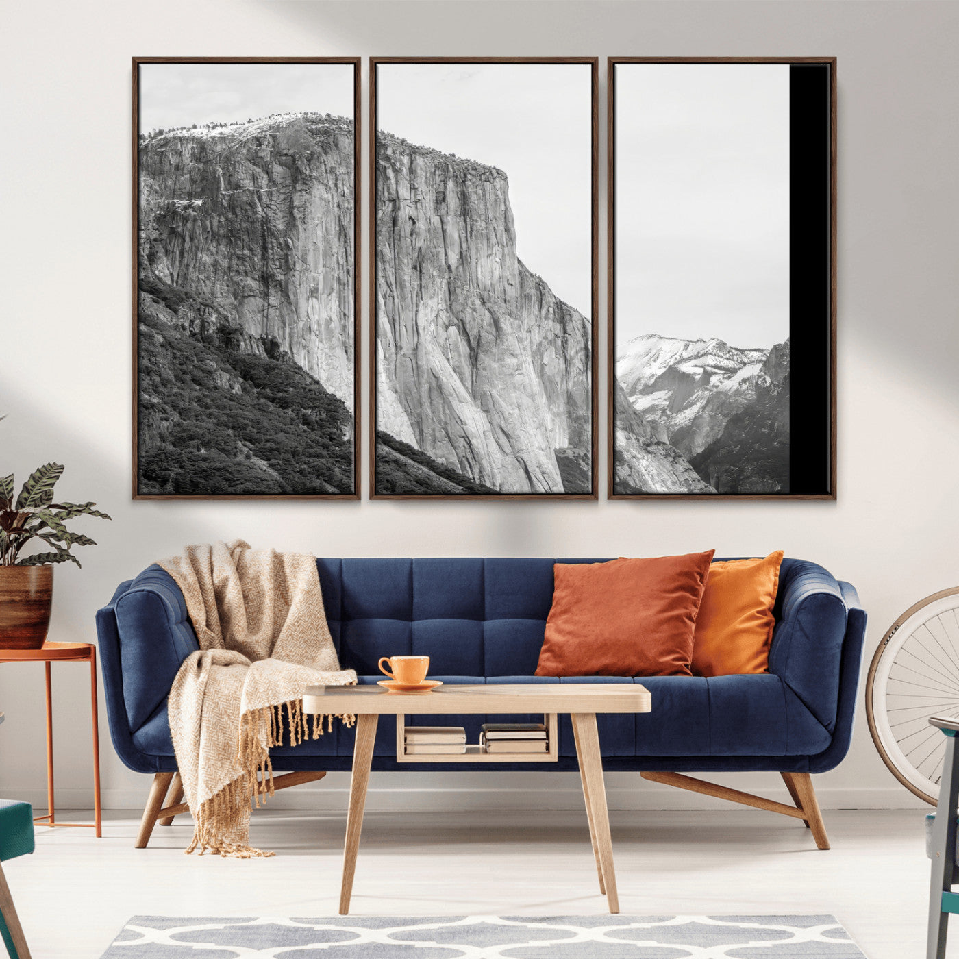 39393420-MGV-CV-36X24-El Capitan Wall Art Canvas Print, Framed Yosemite Cliff Art Picture Print, Monochrome Mountain Perfect Monochrome Sierra Decor