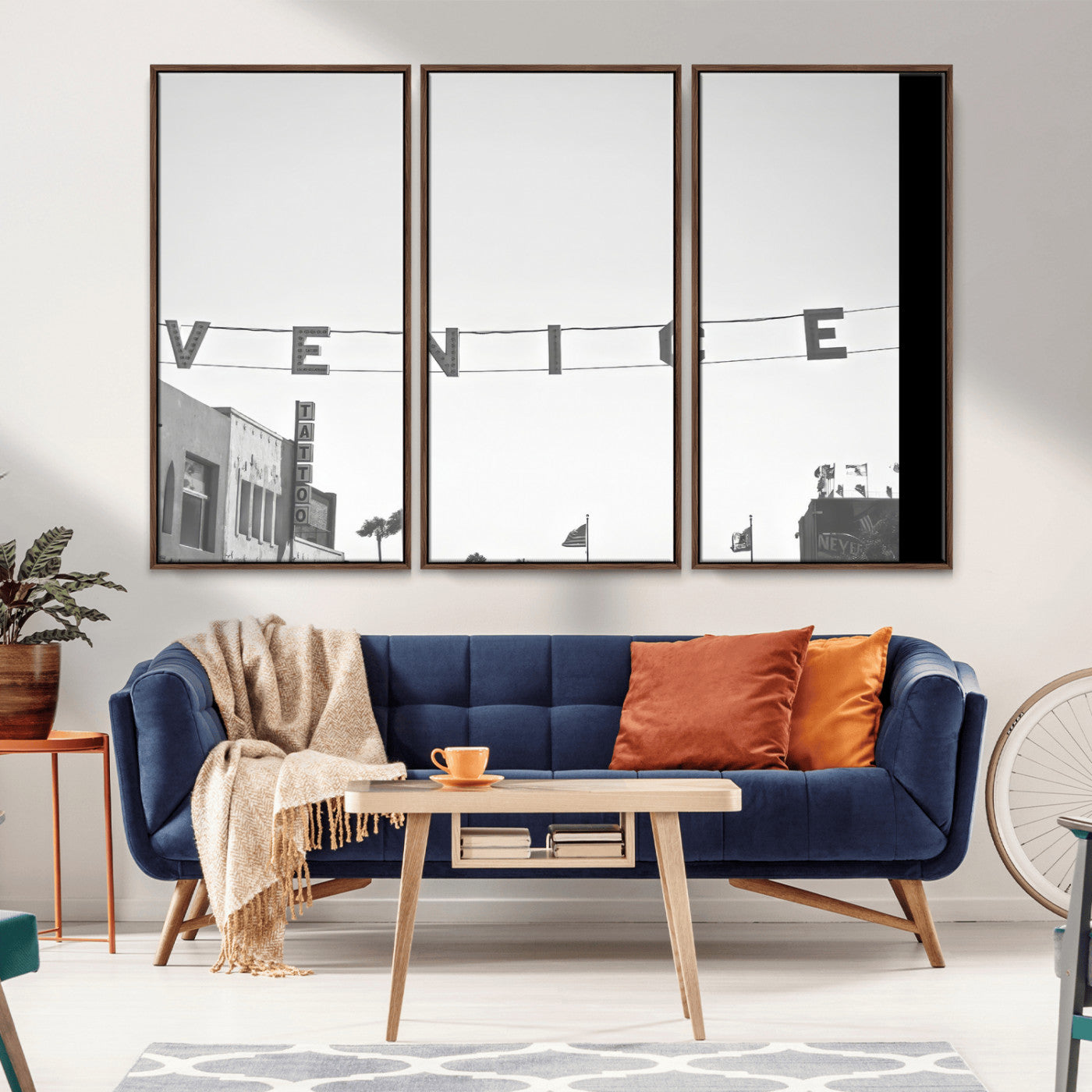 68254589-MGV-CV-36X24-Venice Sign Wall Art Canvas Print, Framed Venice Letters Art Picture Print, Los Angeles Perfect Minimalist Urban Decor Artwork