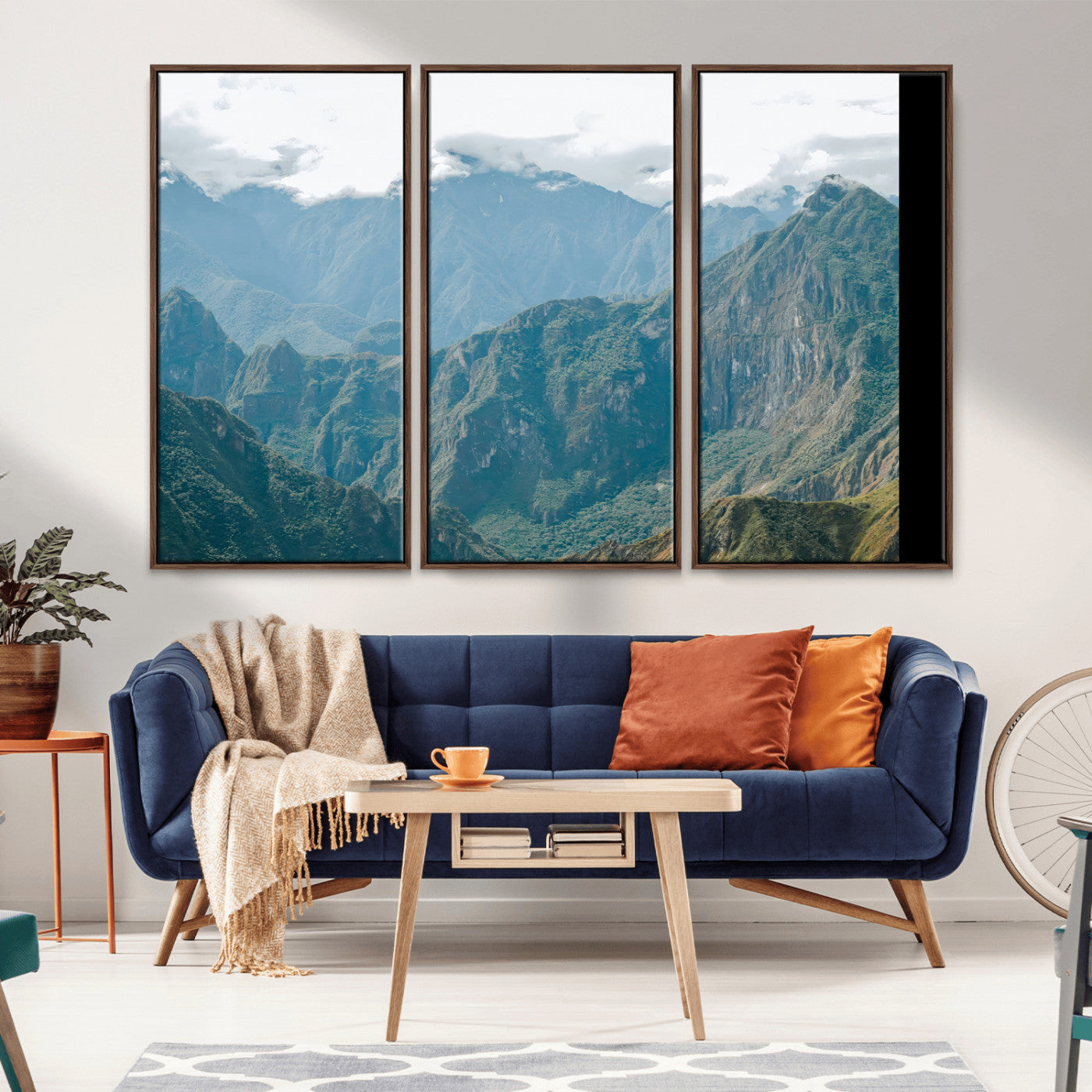 79393816-MGV-CV-36X24-Misty Mountain Wall Art Canvas Print, Framed Cloudy Andean Art Picture Print, Rugged Mountain Perfect Rustic Nature Decor Artwork