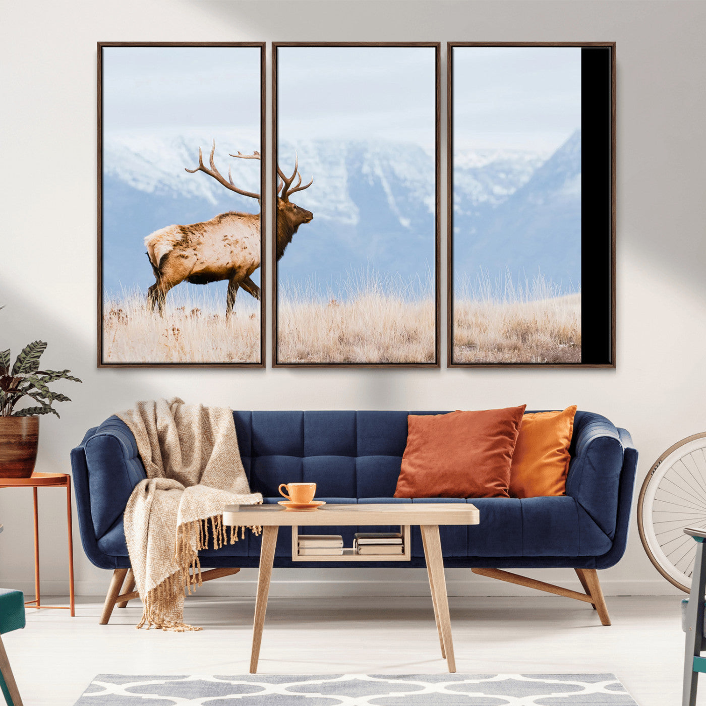 96024025-MGV-CV-36X24-Elk Photography Wall Art Canvas Print, Framed Mountain Wildlife Art Picture Print, Rustic Lodge Decor Perfect Rustic Lodge Decor