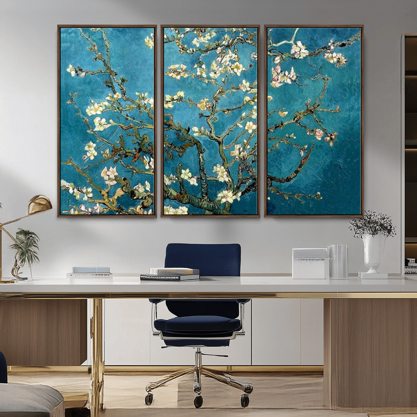91714-MGV-CV-36X24-Almond Blossoms Wall Art – Handcrafted Van Gogh Inspired Floral Canvas Print, Beautiful Nature Decor for Living Room, Bedroom, or