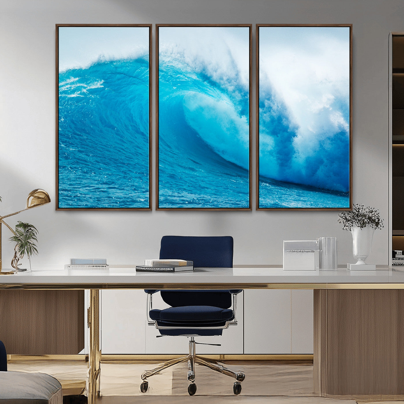 13117-MGV-CV-36X24-Ocean Wave Wall Art – Dynamic Blue Surf Canvas Print, Coastal Beach Decor for Living Room, Bathroom, Office, or Beach House