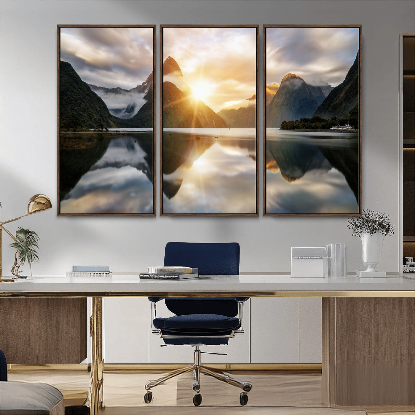 78842-MGV-CV-36X24-Sunrise Mountain Reflection Wall Art – Stunning Nature Landscape Canvas Print for Home, Office, Living Room or Relaxing Space