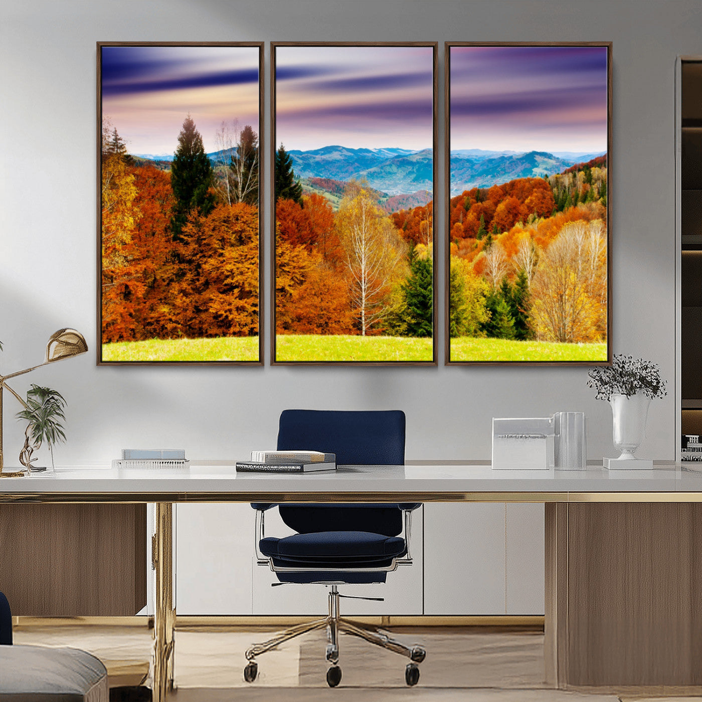 58007-MGV-CV-36X24-Autumn Mountain Landscape Wall Art – Stunning Fall Forest Canvas Print, Cozy Nature Decor for Home or Office