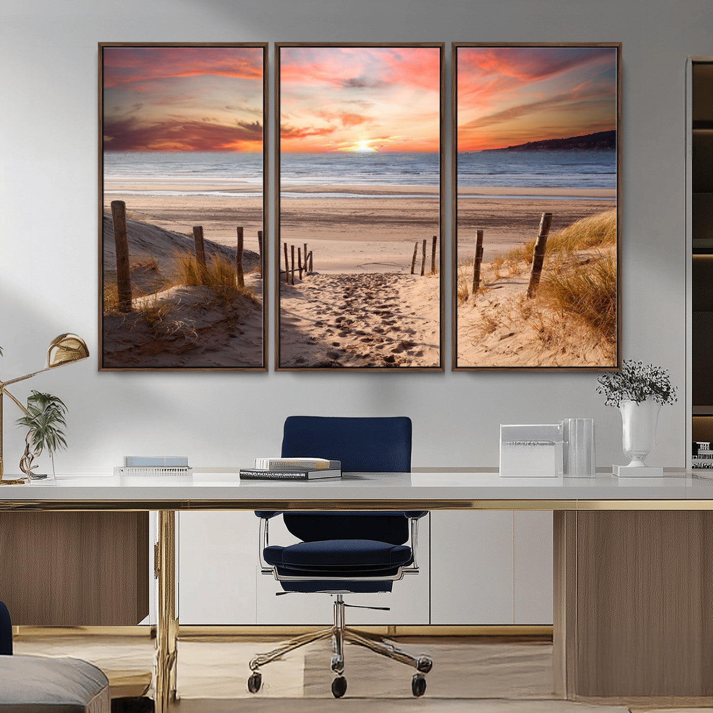 78111-MGV-CV-36X24-Sunset Pathway Wall Art – Panoramic Coastal Canvas Print, Tranquil Beach Decor for Living Room, Office or Bedroom