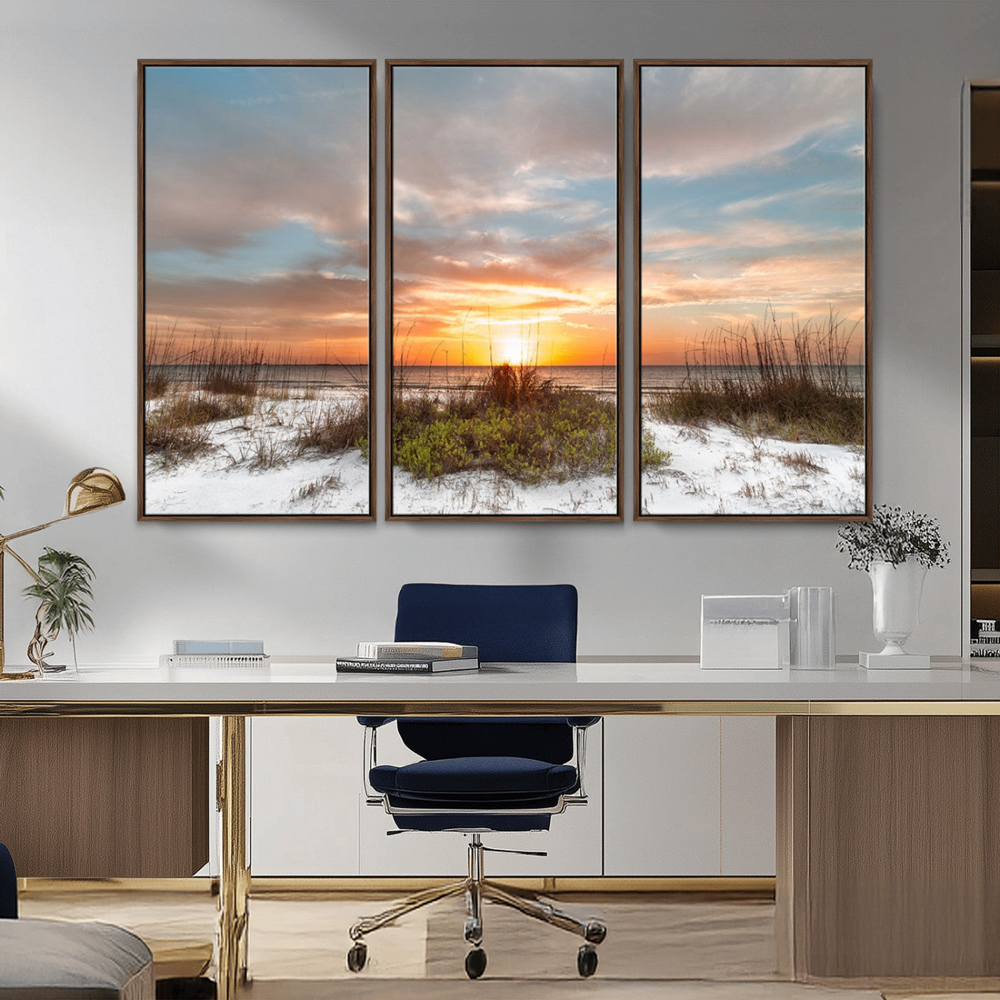 91064-MGV-CV-36X24-Beach Sunset Wall Art – Coastal Sand Dunes and Ocean Horizon Canvas Print, Seaside Landscape Wall Decor for Living Room, Bedroom