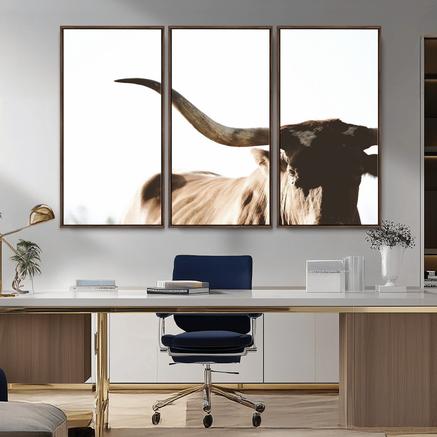 35866-MGV-CV-36X24-Texas Longhorn Wall Art – Rustic Western Bull Canvas Print, Farmhouse Animal Photography Decor for Living Room, Office, or Ranch