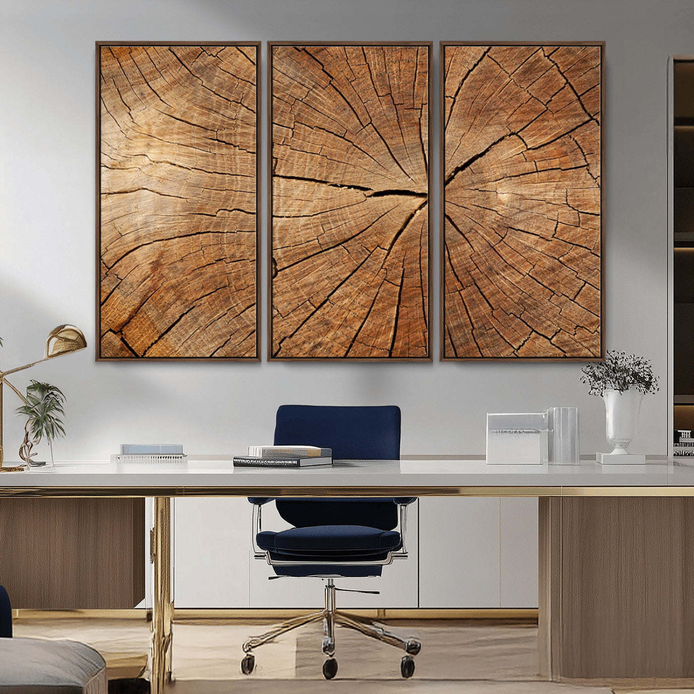 61710-MGV-CV-36X24-Tree Rings Wall Art – Rustic Wood Grain Canvas Print of Tree Trunk Cross Section, Nature Inspired Decor for Cabin, Office, Living
