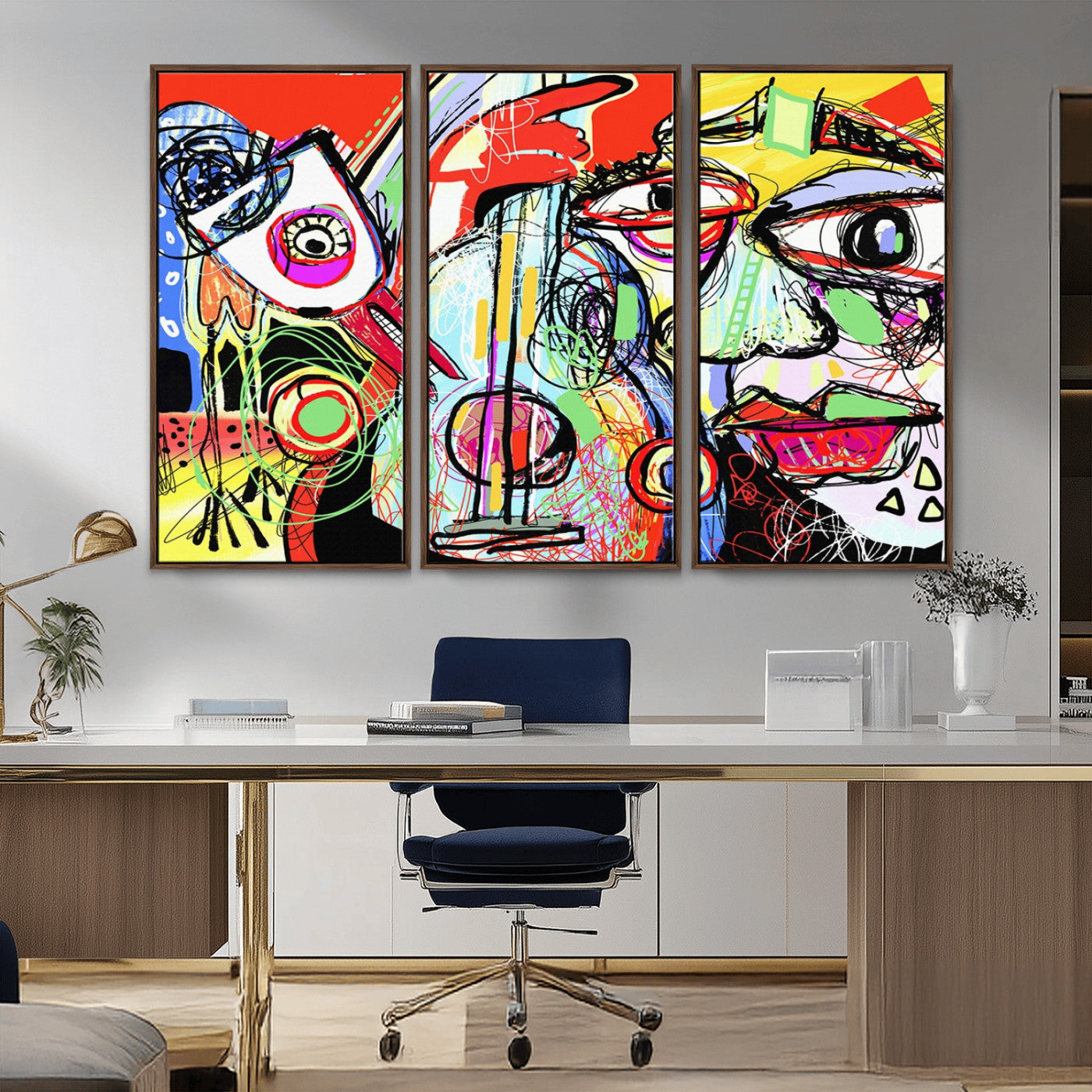 37796-MGV-CV-36X24-Picasso Style Wall Art Canvas Print, Framed Picasso Art Picture Print, Picasso Cubism Perfect Modern Abstract Decor Artwork