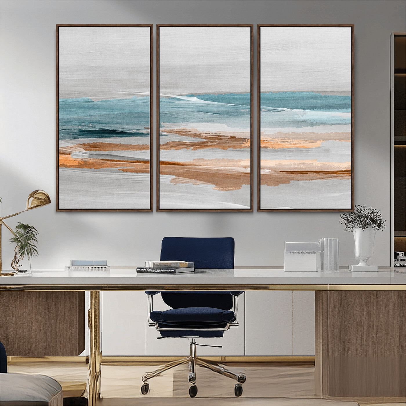 23430-MGV-CV-36X24-Abstract Coastal Wall Art – Modern Ocean Horizon Canvas Print, Minimalist Beach Scene Painting for Bedroom, Living Room, Office or