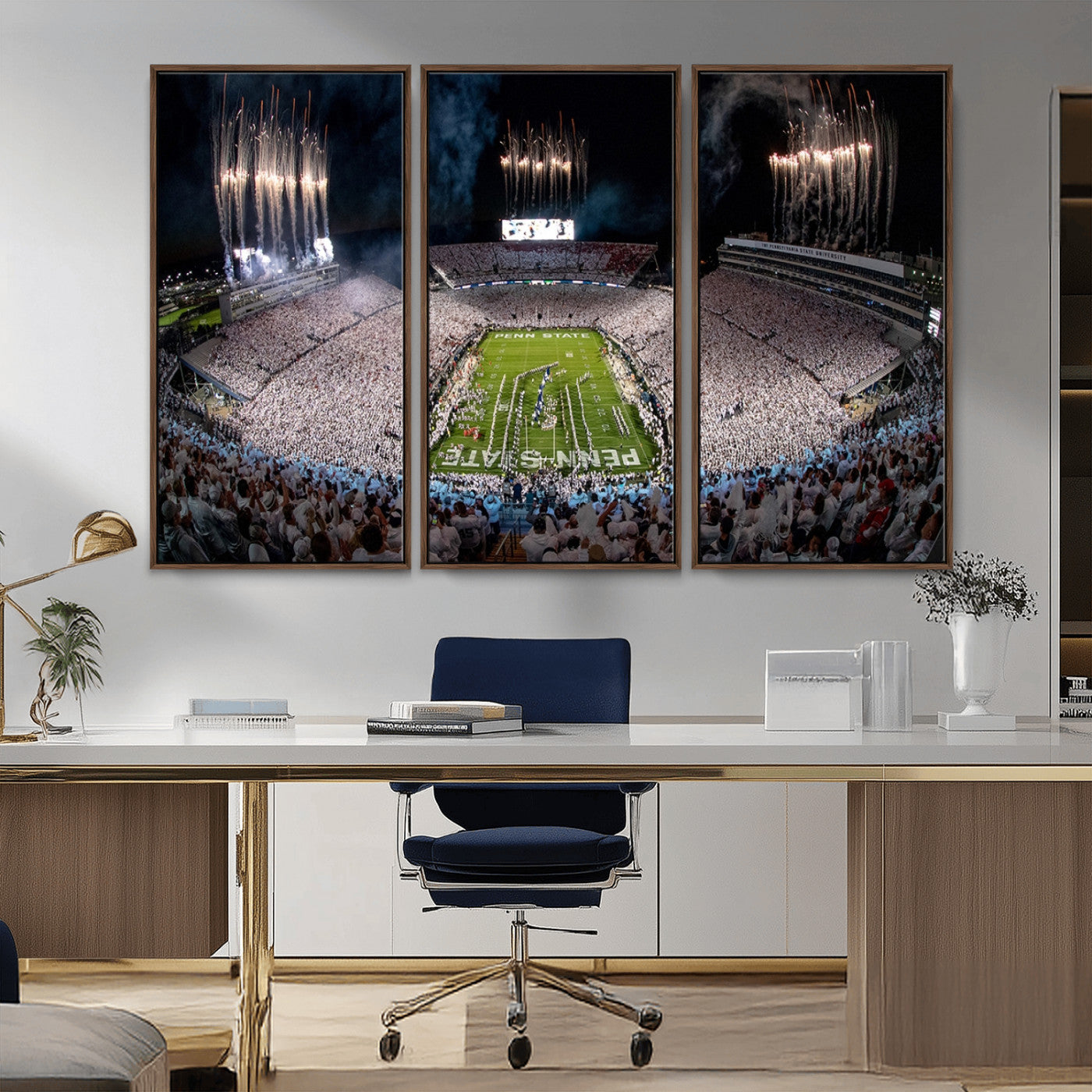 11391-MGV-CV-36X24-Penn State Stadium Wall Art – Panoramic White Out Football Game Canvas Print, College Sports Decor for Office, Man Cave, or Living