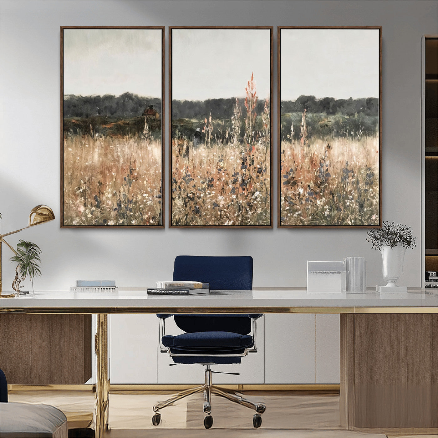 46308-MGV-CV-36X24-Wildflower Field Wall Art – Rustic Meadow Landscape Canvas Print, Country Nature Decor for Living Room, Bedroom or Farmhouse