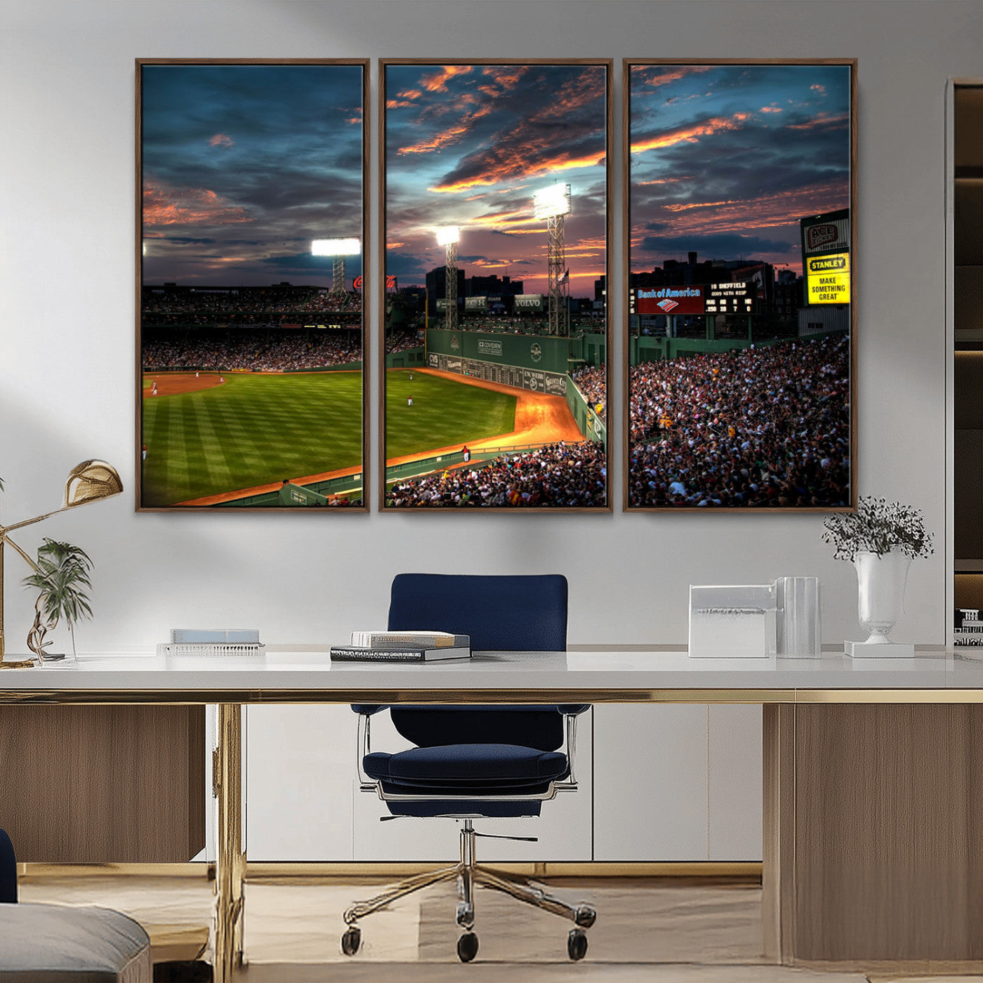 66781-MGV-CV-36X24-Baseball Stadium Wall Art – Canvas Print Evening Game Field Packed Crowd Sunset Sky Sports Photography, Dynamic Decor for Game