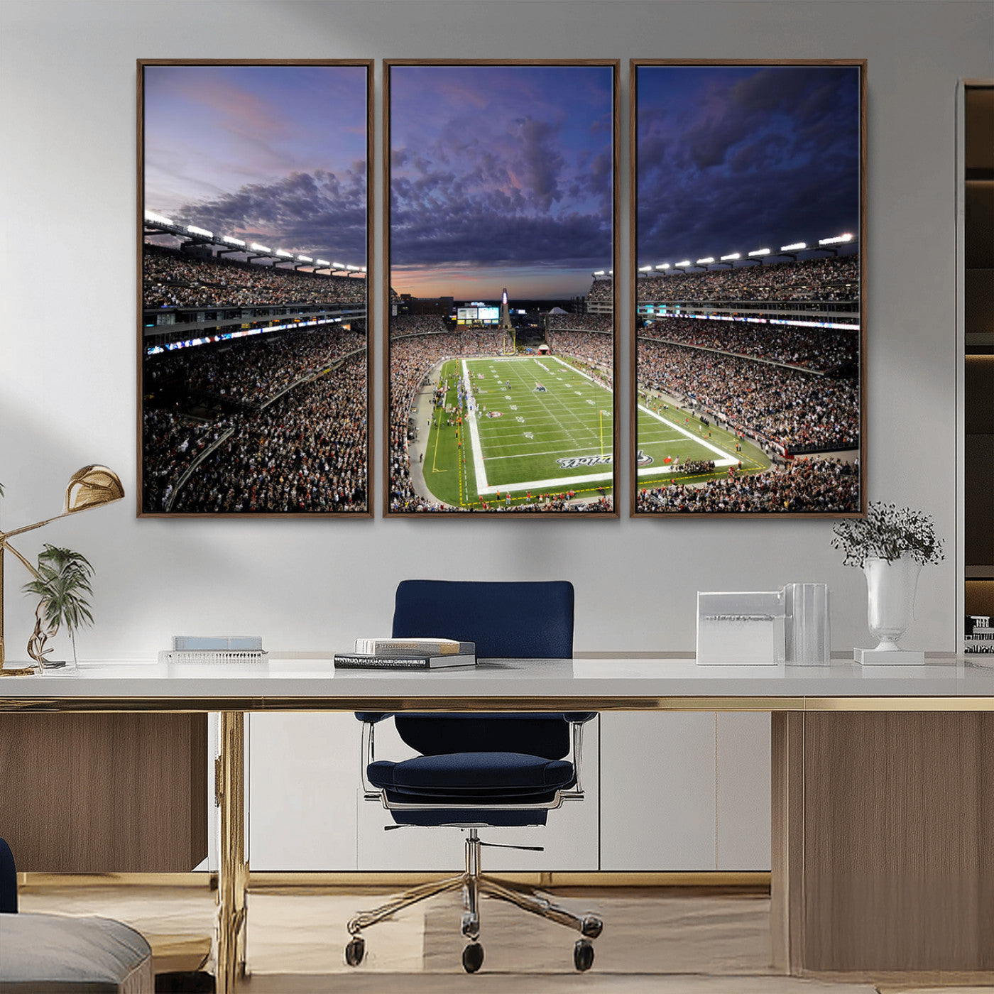 52712-MGV-CV-36X24-Gillette Stadium Field Wall Art Canvas Print, Framed Massachusetts Stadium Art Picture Print, Gillette Stadium Perfect Sport Room