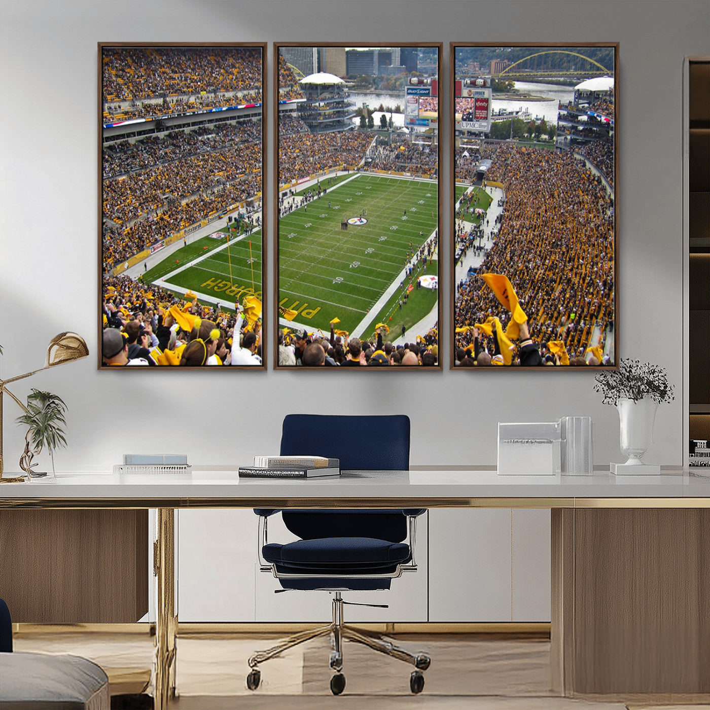 51419-MGV-CV-36X24-Heinz Field Wall Art Canvas Print, Framed Pittsburgh Stadium Field Art Picture Print, Heinz Stadium Field Perfect Sports Room