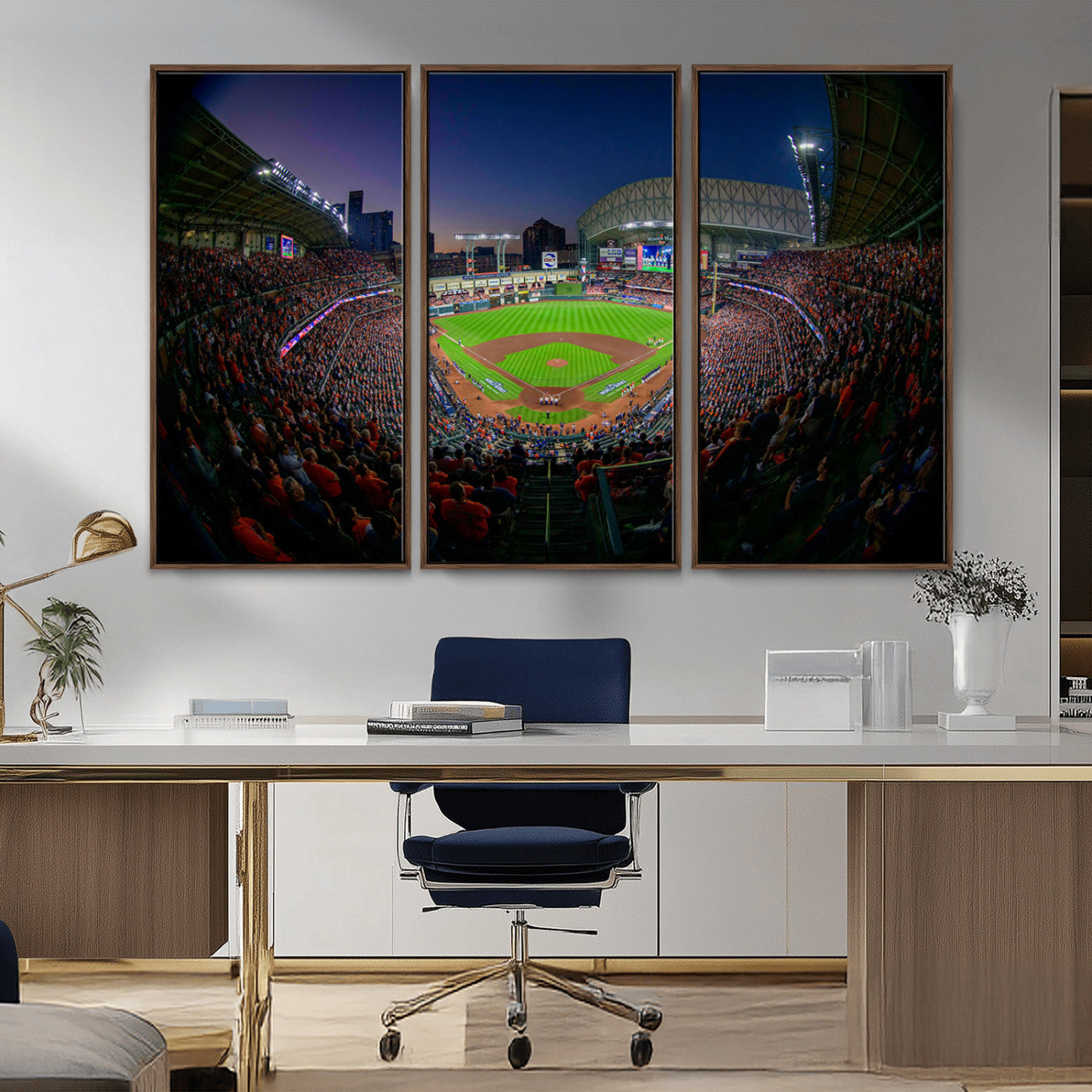 44322-MGV-CV-36X24-Minute Maid Park Wall Art Canvas Print, Framed Houston Astros Stadium Art Picture Print, Houston Astros Field Perfect Sports Room