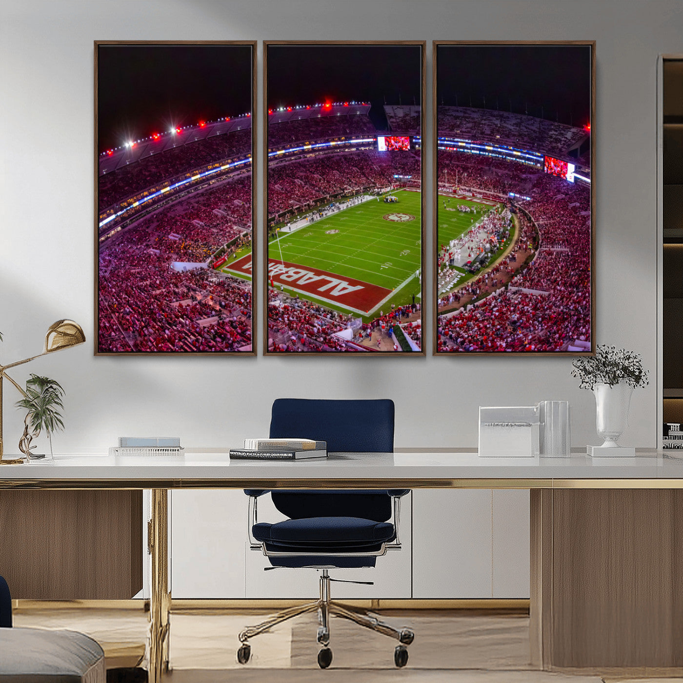 11343-MGV-CV-36X24-Bryant-Denny Stadium Wall Art – Panoramic Alabama Crimson Tide Football Field Canvas Print, Game Day Decor for Office, Man Cave or