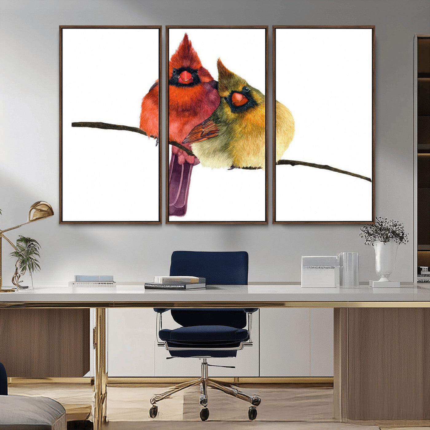 67752-MGV-CV-36X24-Cardinal Couple Wall Art – Male and Female Cardinal Canvas Print, Romantic Bird Artwork for Nature Lovers, Living Room, Bedroom,