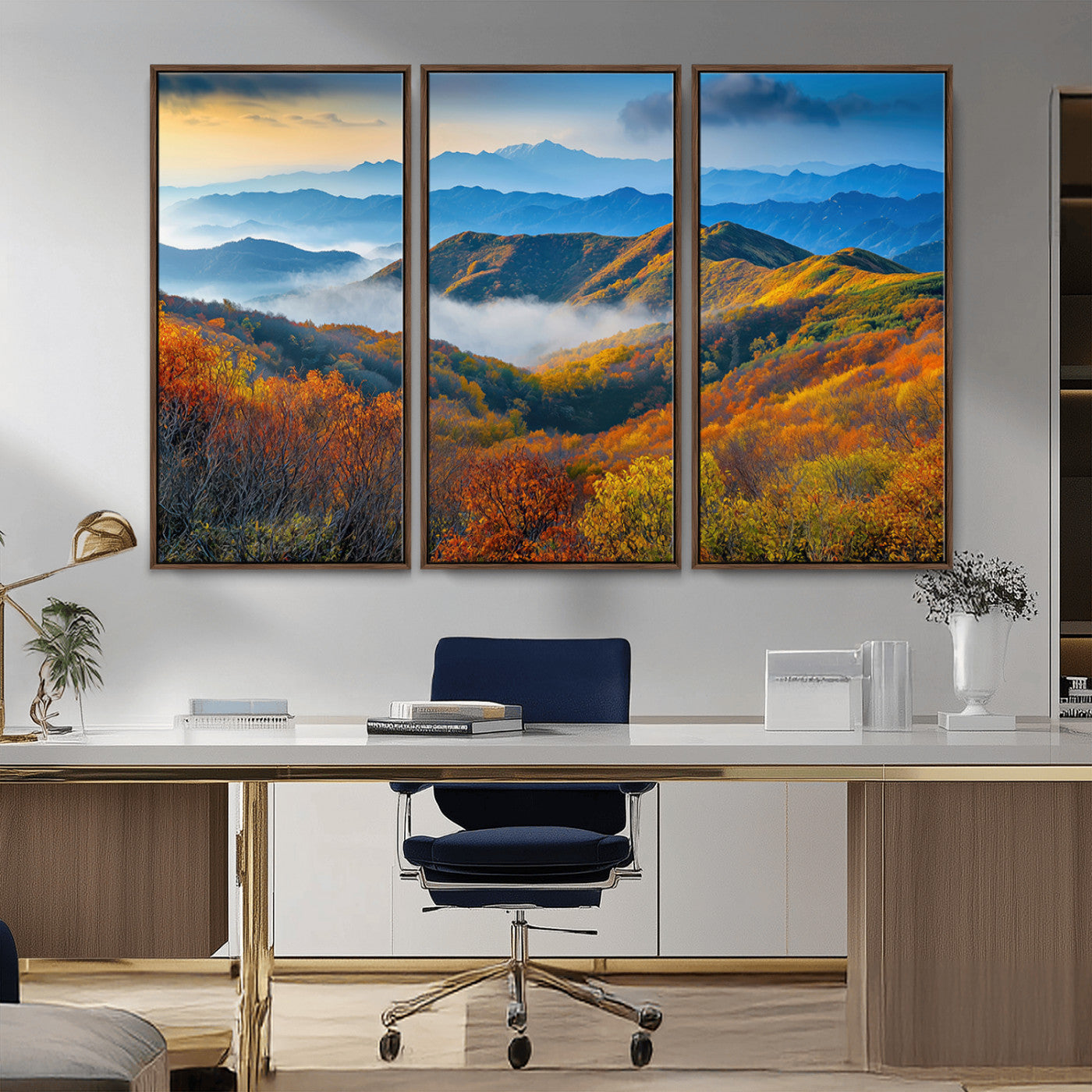 86772247-MGV-CV-36X24-Autumn Mountains Wall Art Canvas Print, Framed Fall Foliage Art Picture Print, Vibrant Hills Perfect Vibrant Nature Decor Artwork