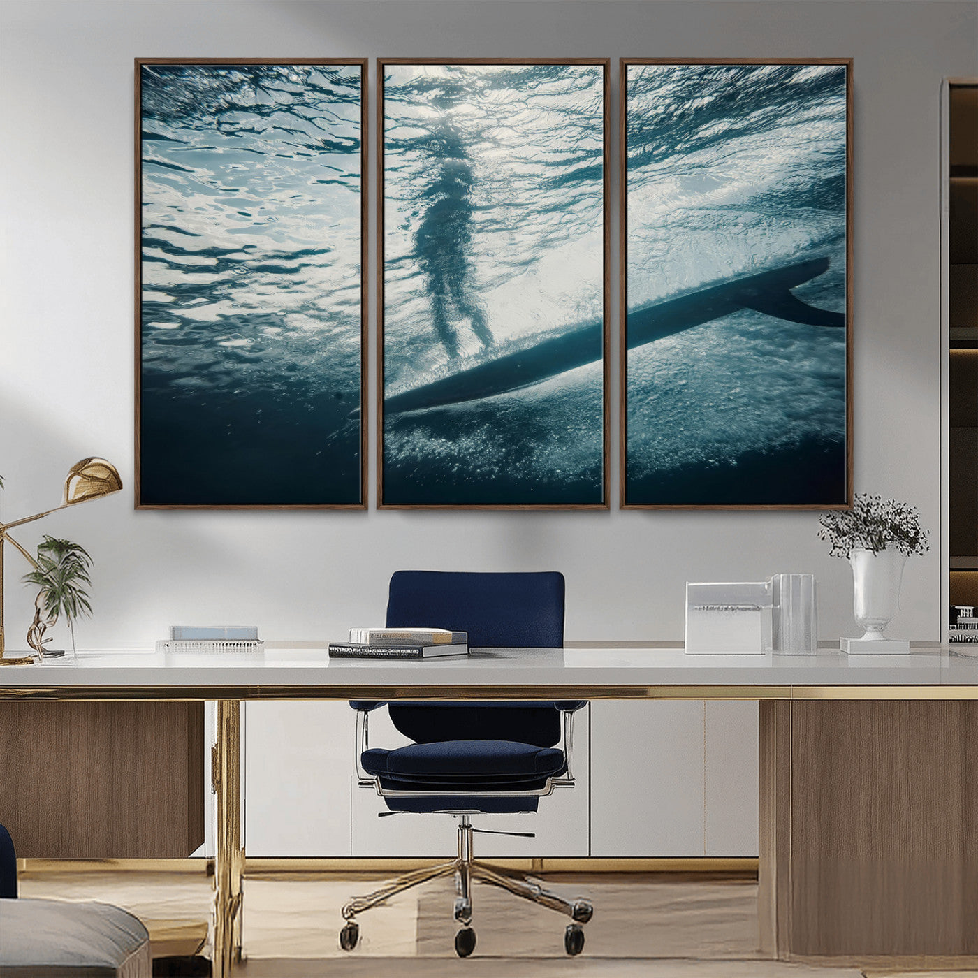 71192524-MGV-CV-36X24-Submerged Surf Wall Art Canvas Print, Framed Underwater Perspective Art Picture Print, Ocean Surf Perfect Coastal Adventure Decor