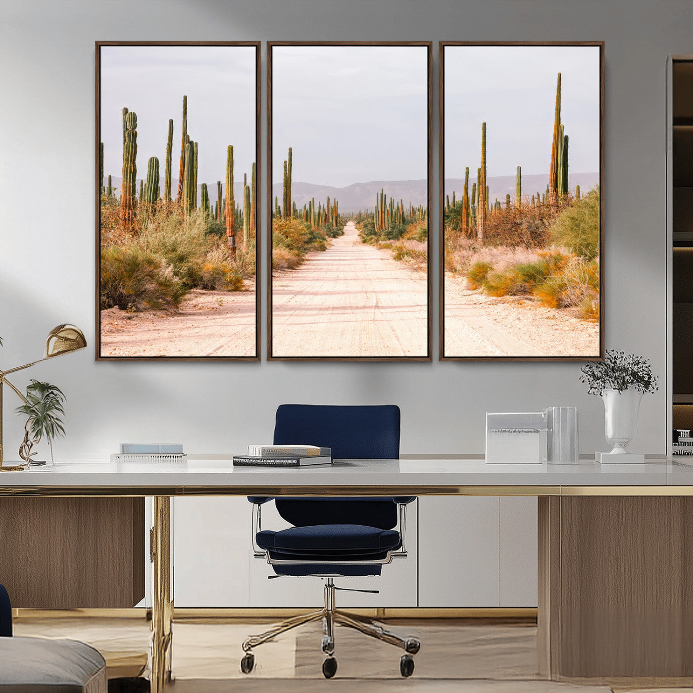 30742780-MGV-CV-36X24-Desert Cactus Wall Art Canvas Print, Framed Southwestern Art Picture Print, Bohemian Western Perfect Southwestern Boho Decor