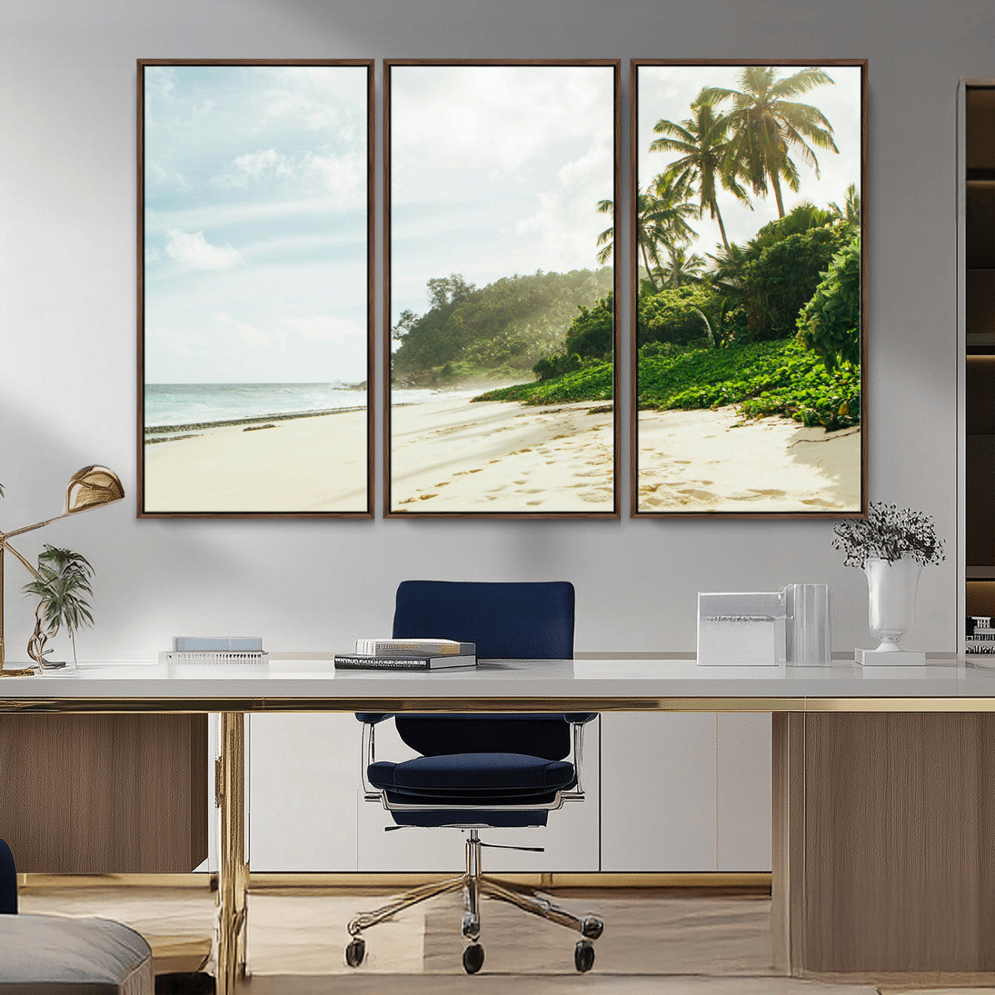 42984524-MGV-CV-36X24-Relaxing Beach Wall Art Canvas Print, Framed Ocean View Art Picture Print, Coastal Serenity Perfect Tropical Coastal Decor Artwork