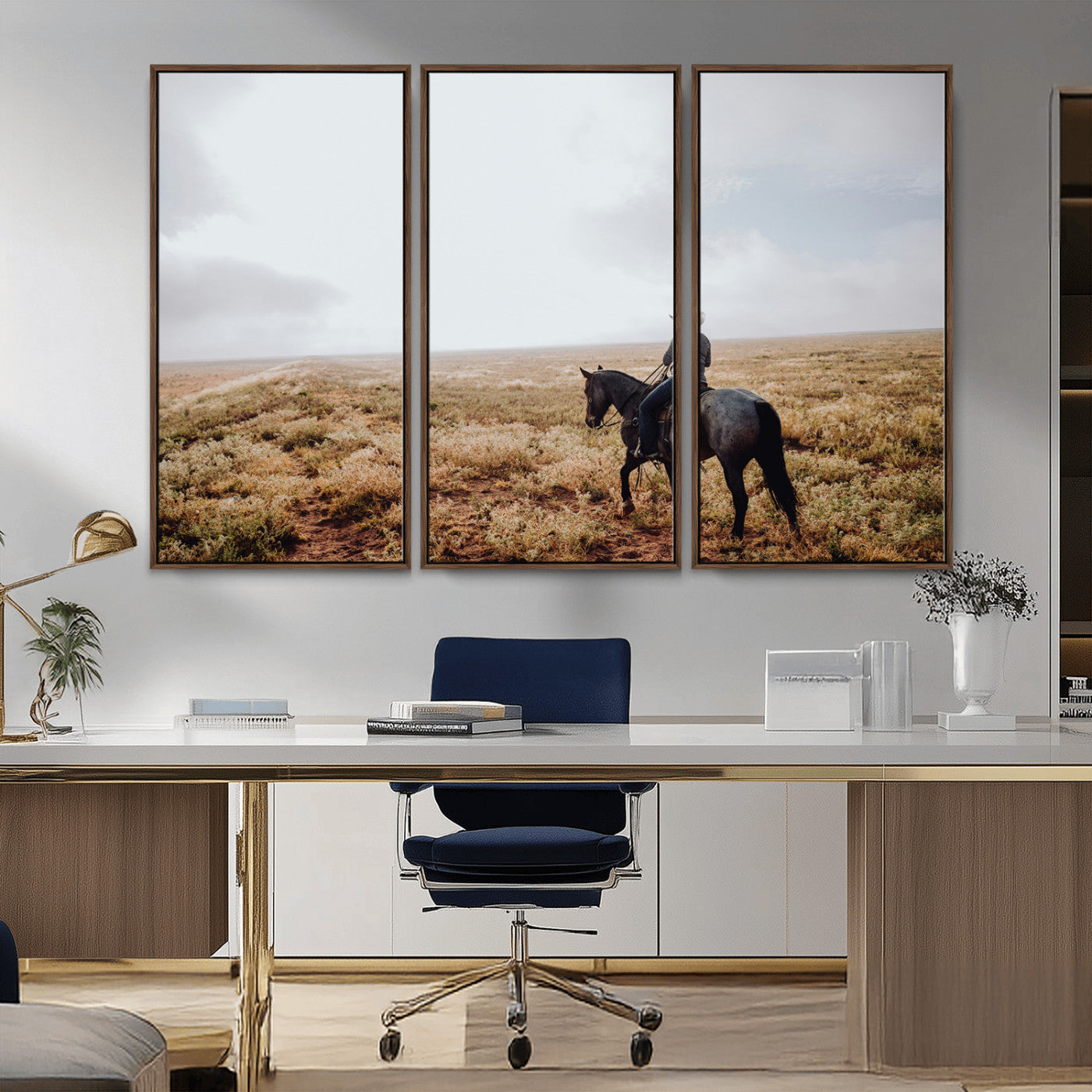 57597730-MGV-CV-36X24-Cowboy Wall Art Wall Art Canvas Print, Framed Western Canvas Art Picture Print, Rustic Ranch Scene Perfect Rustic Western Decor