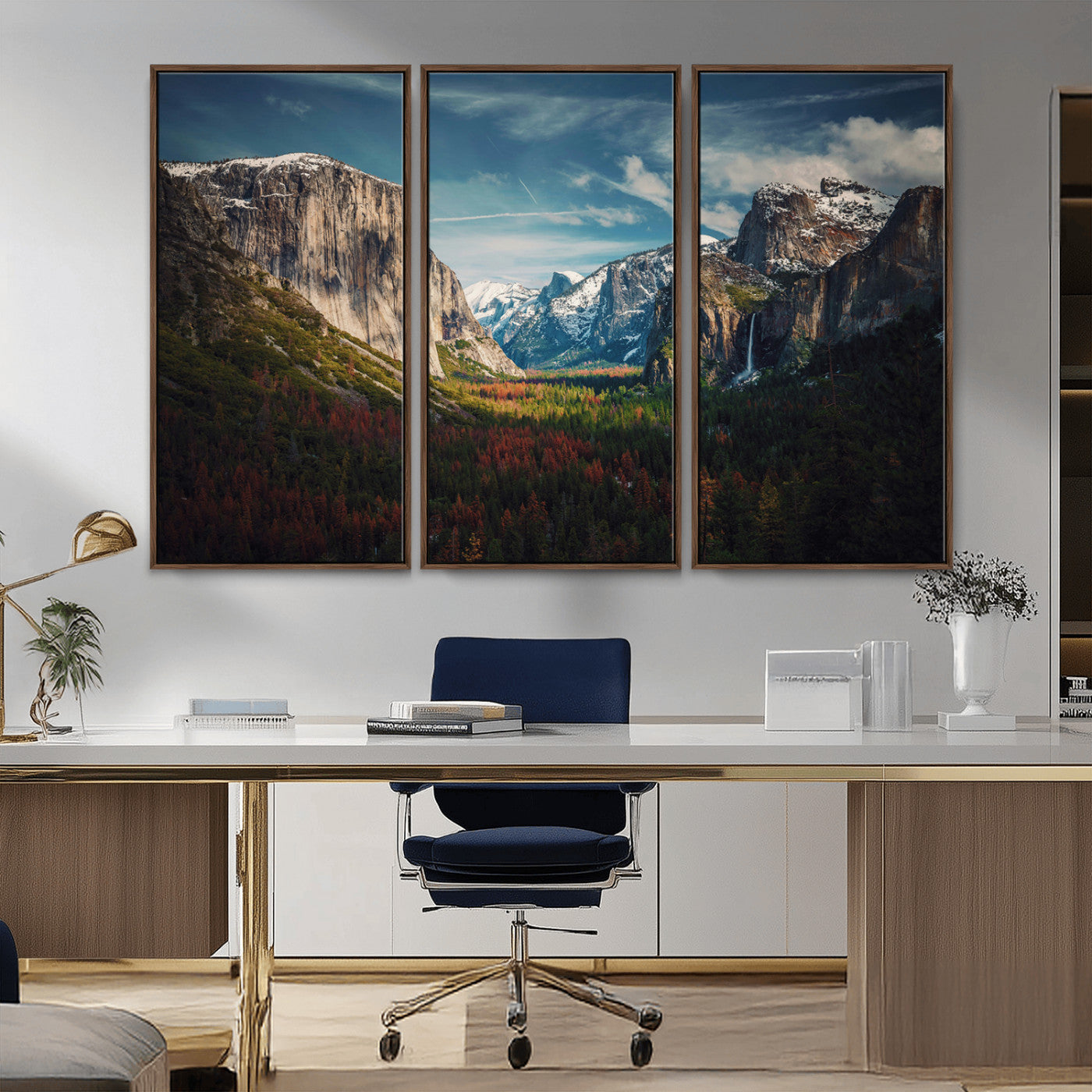 15244033-MGV-CV-36X24-Yosemite National Wall Art Canvas Print, Framed Mountain Landscape Art Picture Print, El Capitan Perfect Rustic Farmhouse Decor