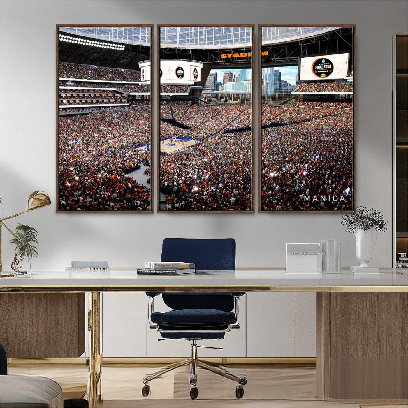 38616413-MGV-CV-36X24-Chicago Dome Stadium Wall Art – Futuristic Basketball Final Four Arena Canvas Print, Modern Sports Fan Decor for Man Cave or