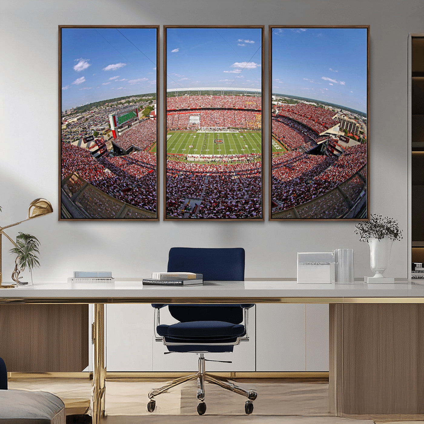 29492070-MGV-CV-36X24-Stadium Wall Art – Panoramic College Football Canvas Print, Game Day Crowd and Field Scene, Sports Photography Decor for Office,