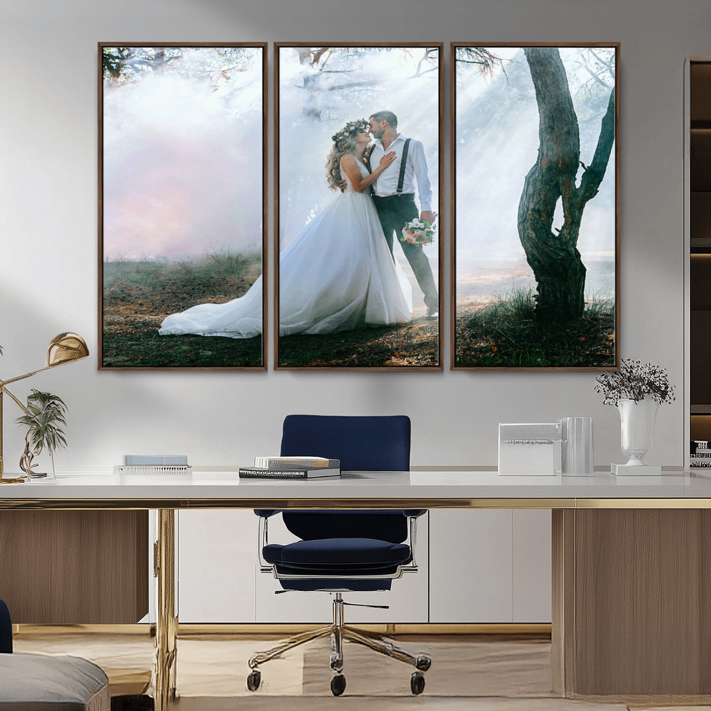 CSTM913-MGV-CV-36X24-Framed Wedding Canvas Print - Custom Wall Art Keepsake for Couples, Elegant Home Decoration Gift, Create Your Own Photo Canvas