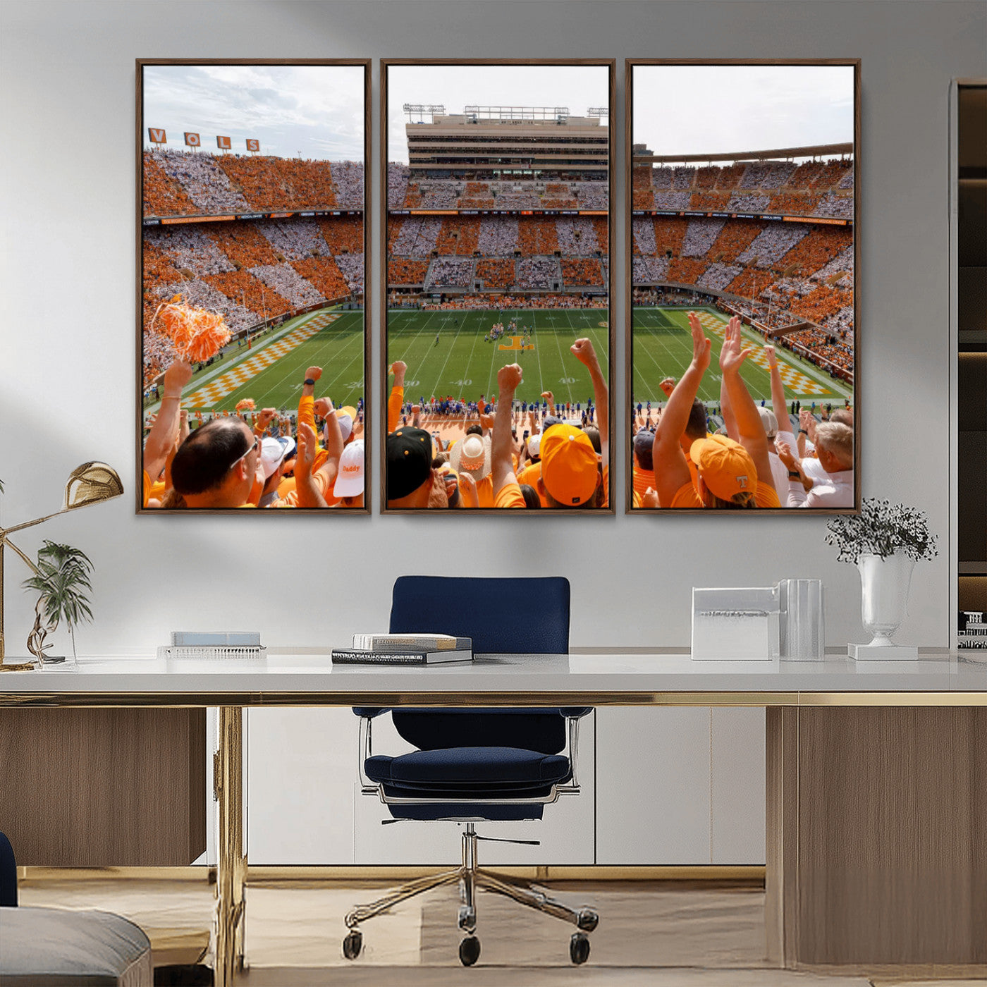 76011417-MGV-CV-36X24-Neyland Stadium Wall Art – Panoramic Tennessee Volunteers Checkerboard Crowd Canvas Print, Day Game Football Celebration Sports