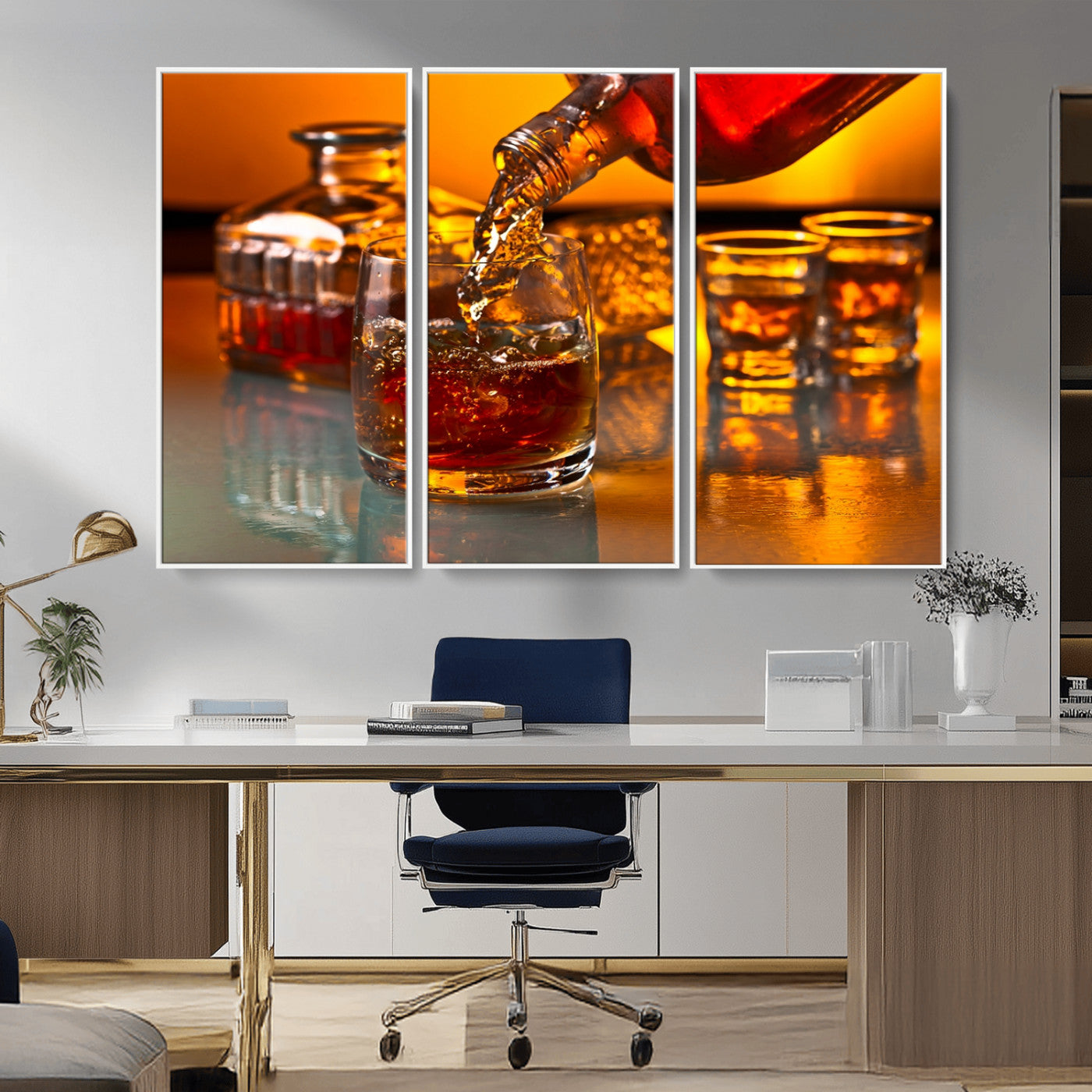 18250-MGV-CV-36X24-Whiskey Pour Wall Art – Captivating Whiskey Splash Canvas Print, Elegant Bar or Home Lounge Decor for Office, Man Cave or Living