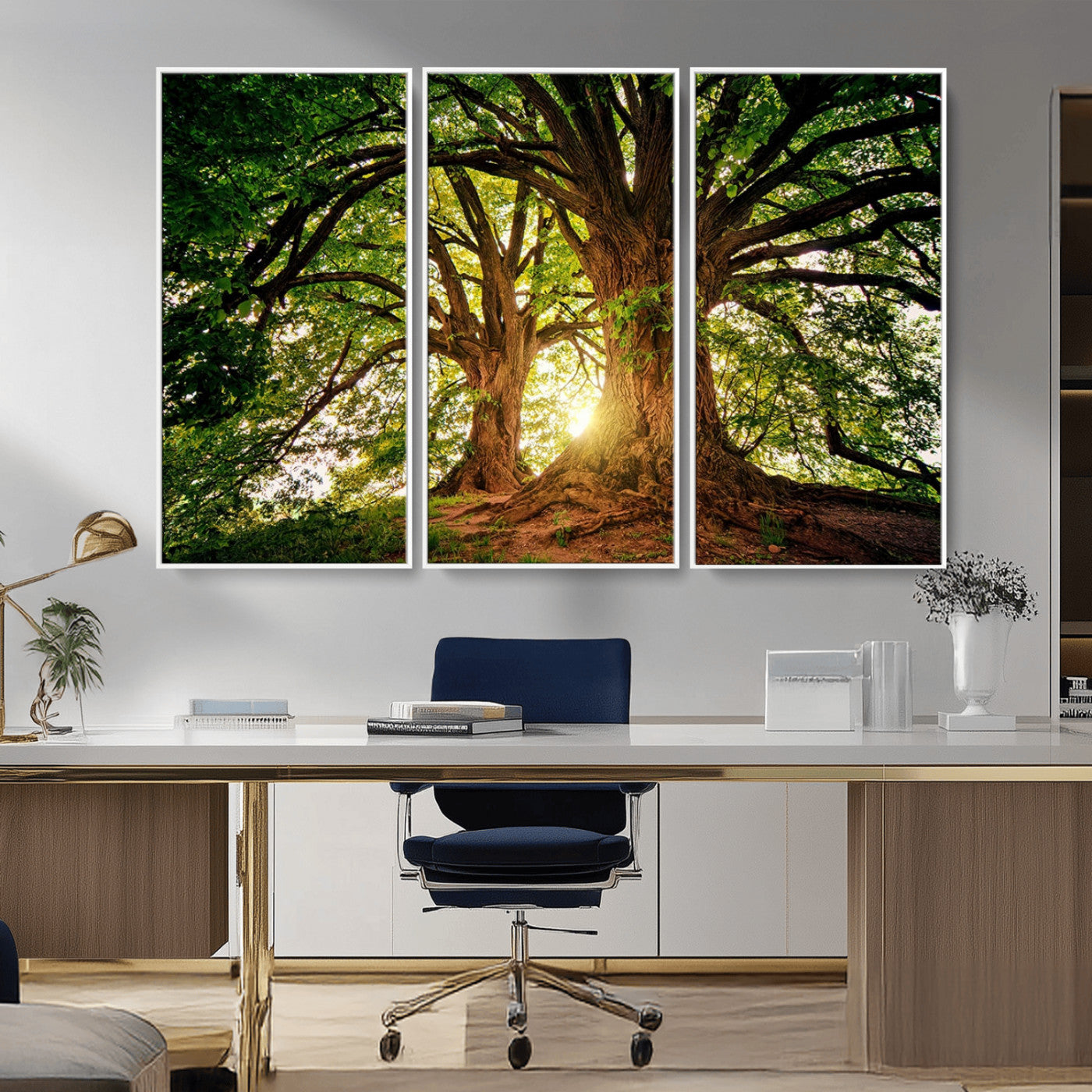 52150-MGV-CV-36X24-Majestic Tree Wall Art – Large Nature Canvas Print with Sunlight Through Branches, Rustic Forest Decor for Living Room, Bedroom or